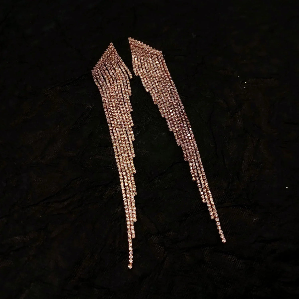 Ariella long rose gold western statement earrings from Qivii