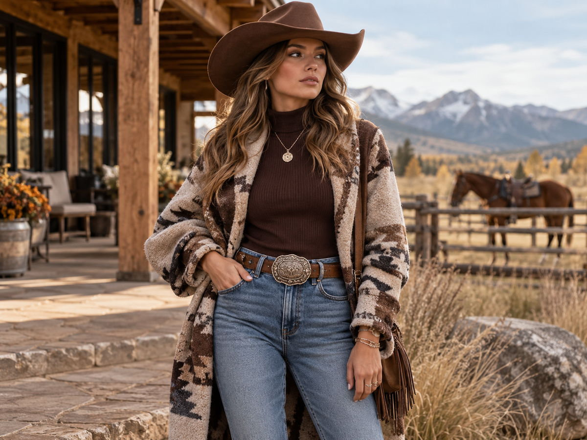 Western belt trend 2026 styled with jeans and fall layers