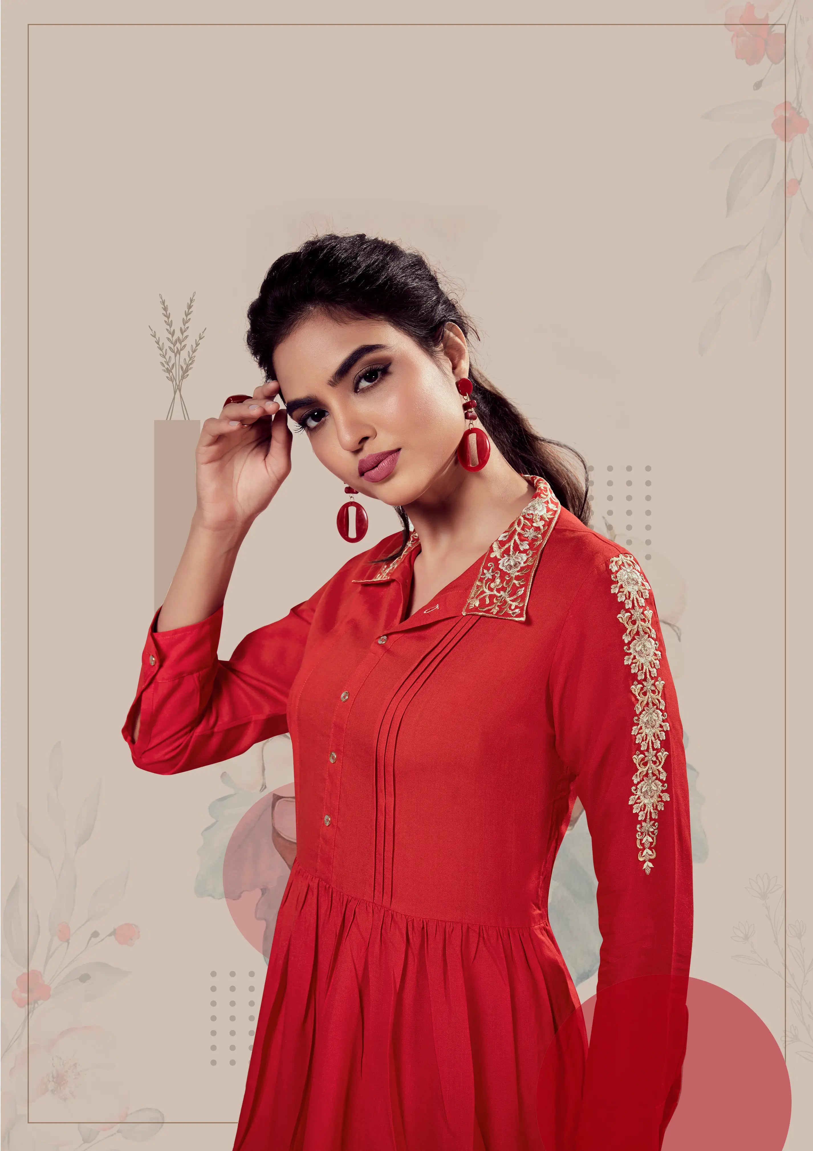 Red Rayon Straight Short Kurti - qivii