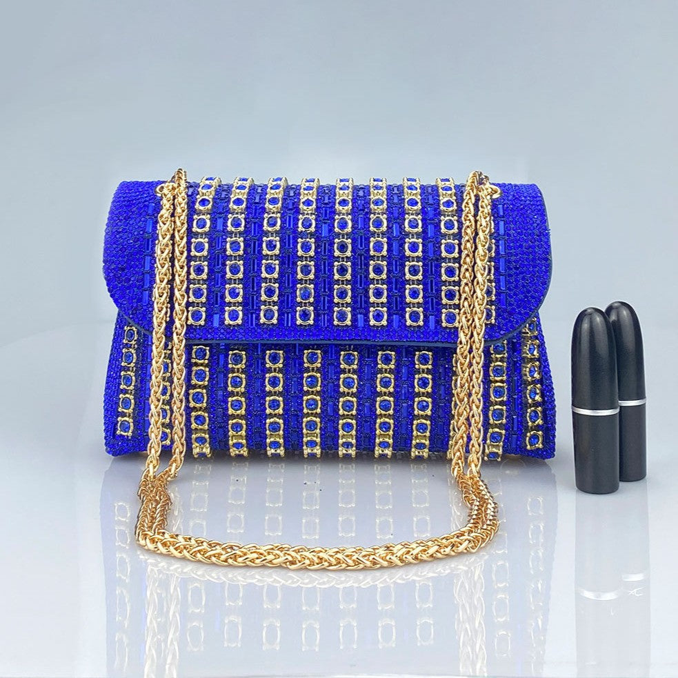 Women's Crystal-Embellished Evening Clutch – Women’s Adjustable Chain Strap Shoulder Bag for Galas, Parties & Luxury Events
