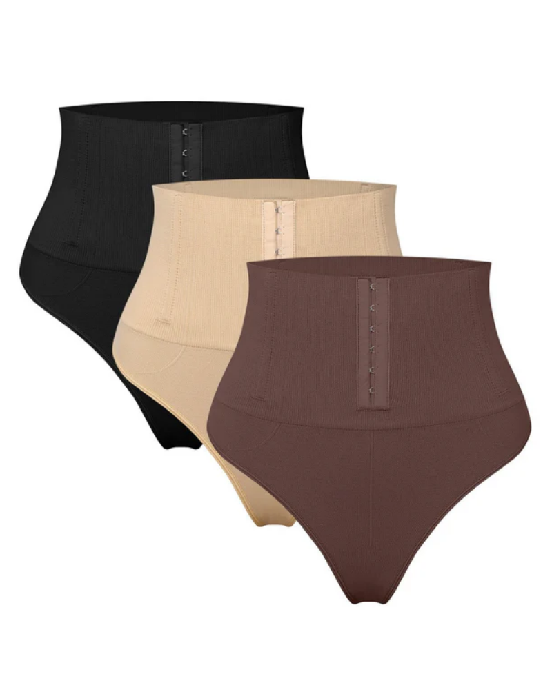High Waist Seamless Single Breasted Shaping Thong Tummy Control Shapewear Panties - By Qivii