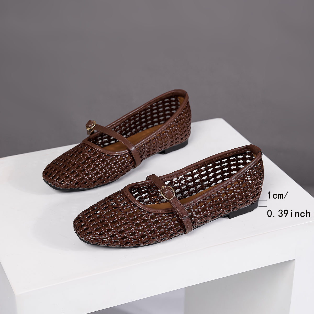 Women’s Aria Handwoven Mary Jane Flat – Vegan Leather Ballet Flats with Buckle Strap, Breathable Comfort (US 5–10.5)