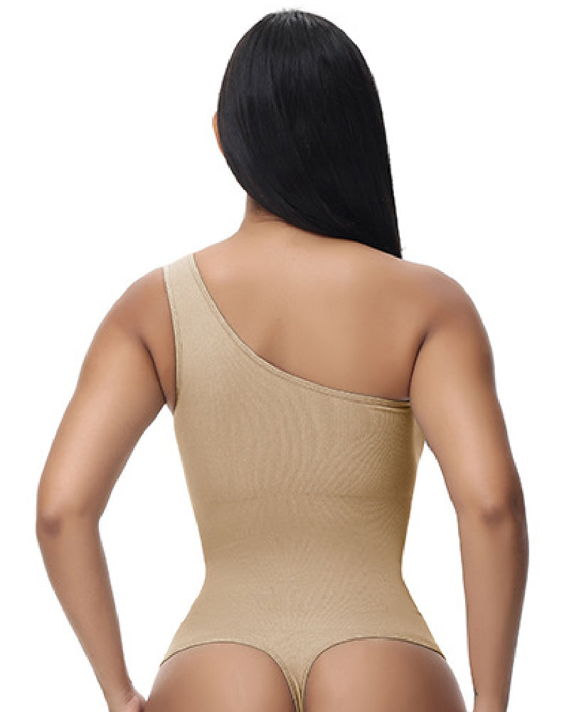 Shapshe® Sexy Ribbed One Shoulder Sleeveless Tank Top Tight Stretch Bodysuit - By Qivii