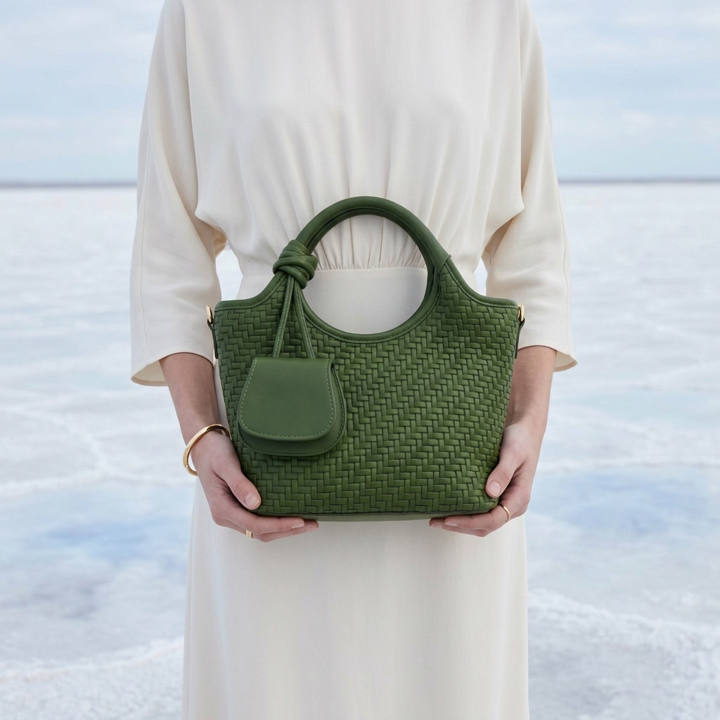 Verdant Weave Handbag in Vegan Leather - By Qivii