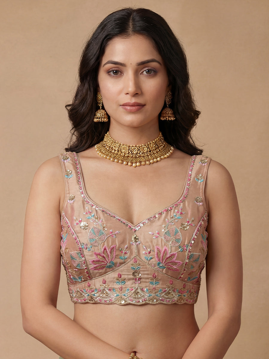 Nude - Georgette Sequins embroidery Lehenga choli & Dupatta