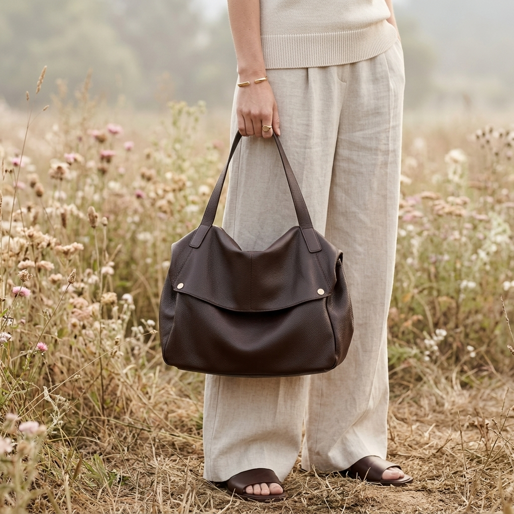 Terra Fold Bag in Pure Leather - By Qivii