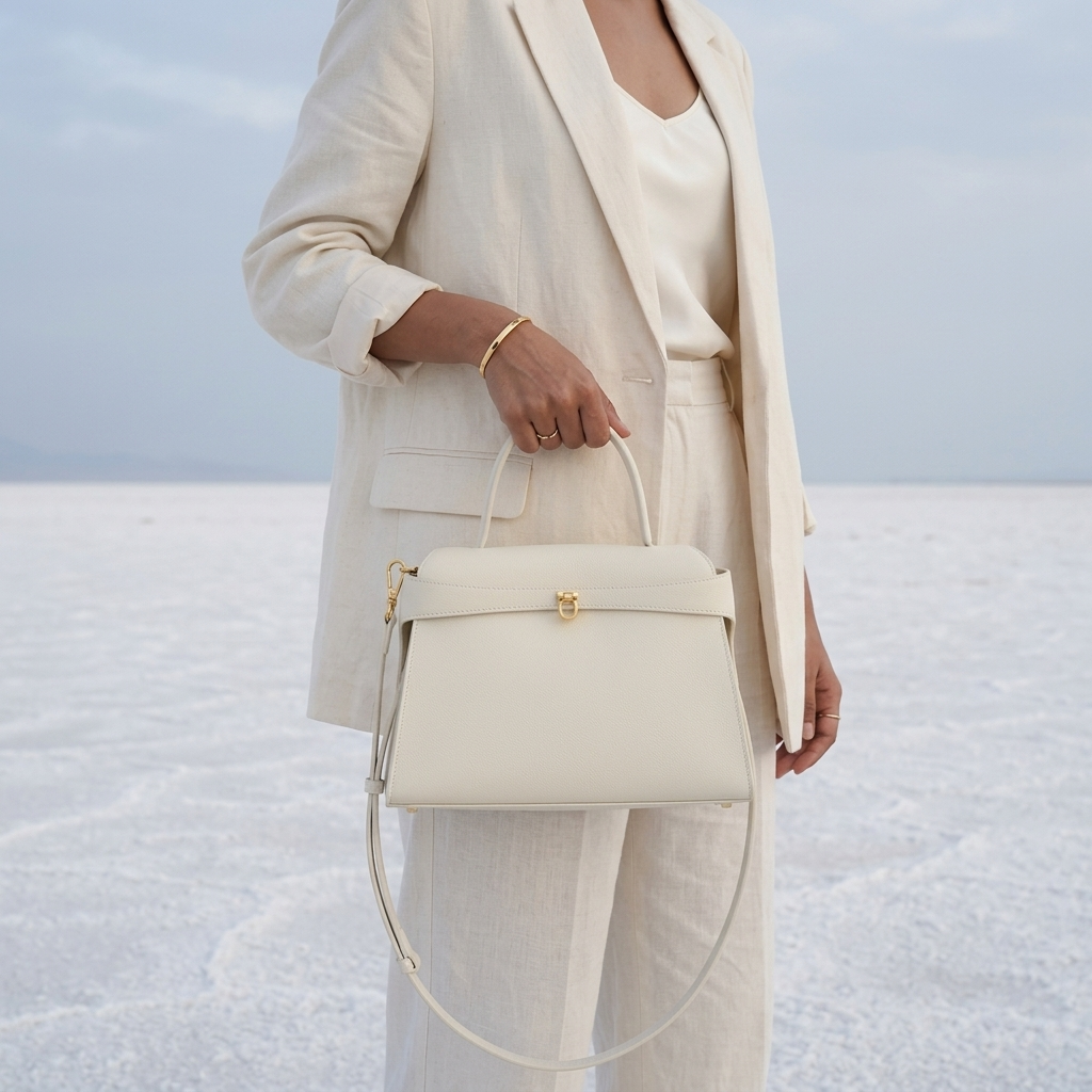 Aurelle Ivory In Pure Leather - By Qivii