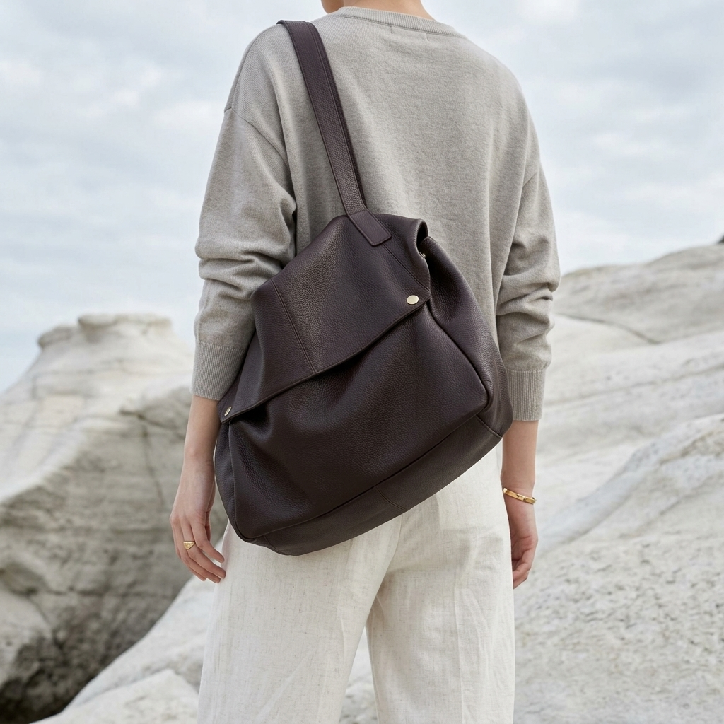 Terra Fold Bag in Pure Leather - By Qivii