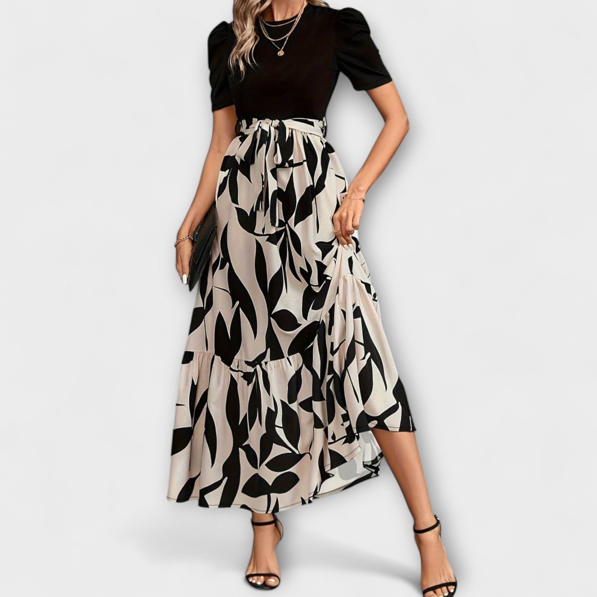Luna - Zomerjurk met bloemenprint en ronde hals - By Qivii