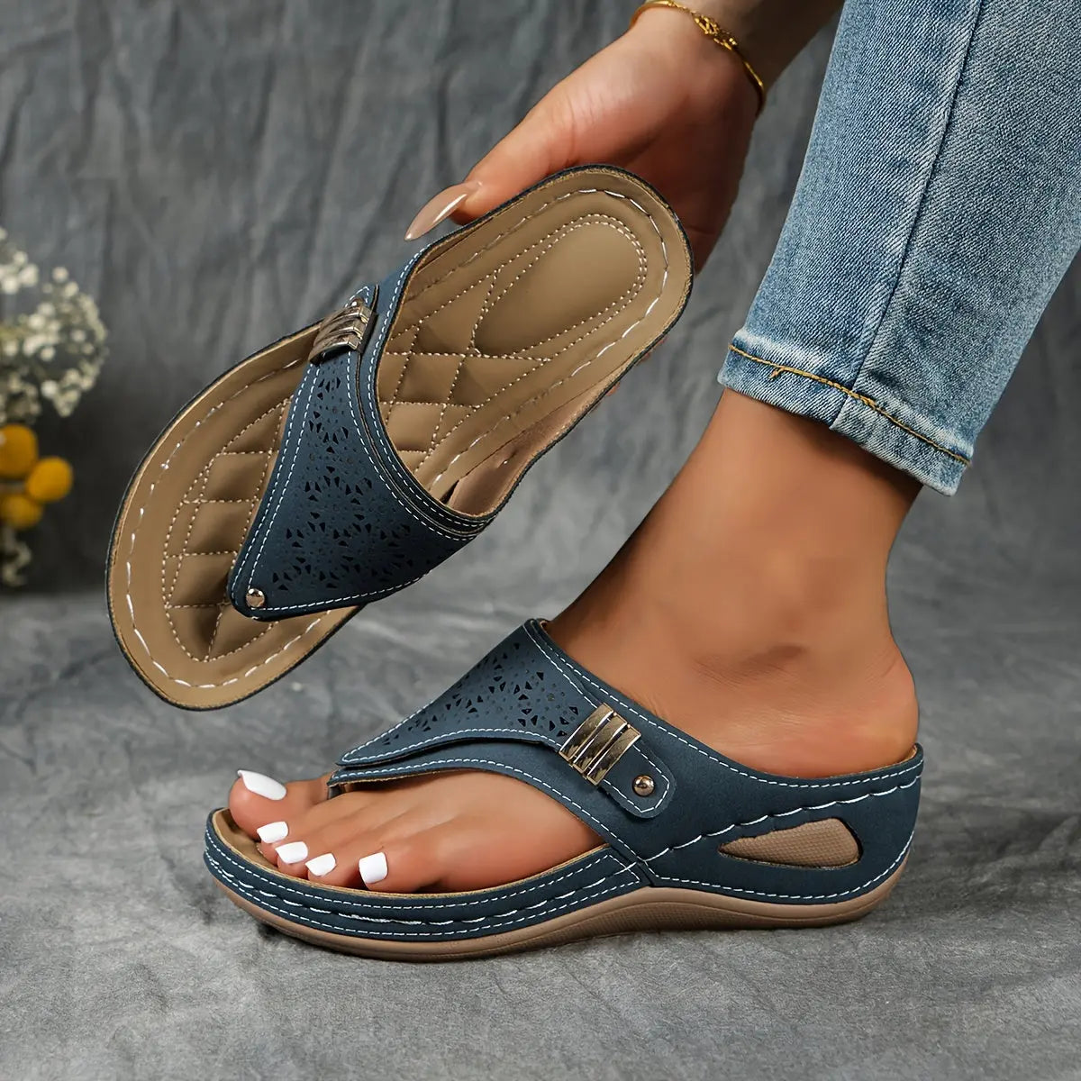 Élodie - Keil-Zehensandalen für Dame - By Qivii
