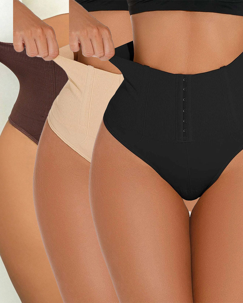 High Waist Seamless Single Breasted Shaping Thong Tummy Control Shapewear Panties - By Qivii