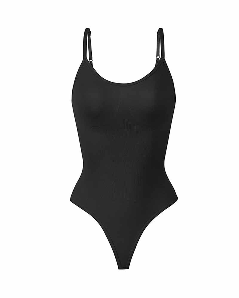 Seamless Round Neck Tummy Control Thong Tank Top Body Shaper Bodysuits - By Qivii
