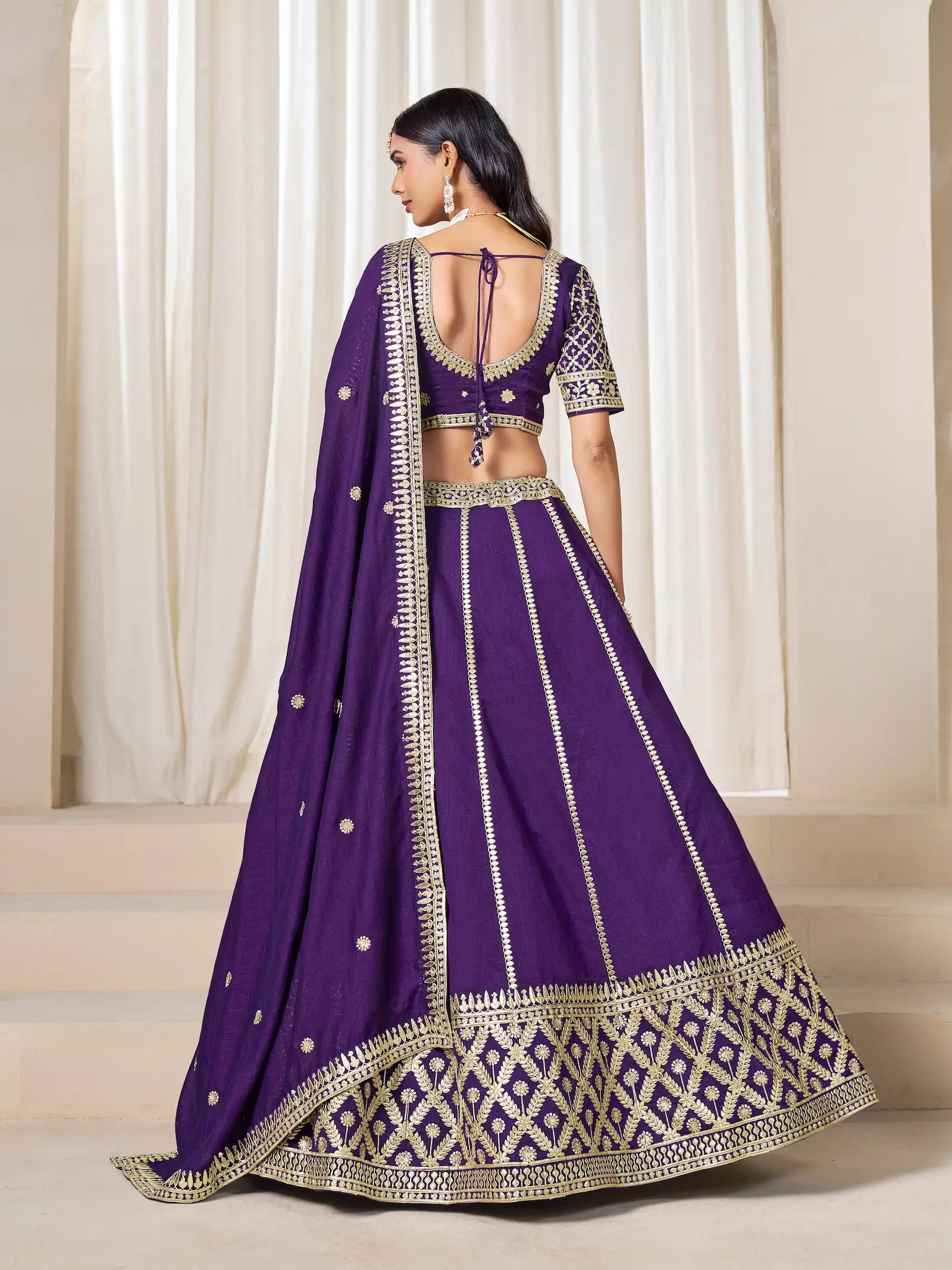 Purple Art Silk Embroidery Work Lehenga Choli - qivii