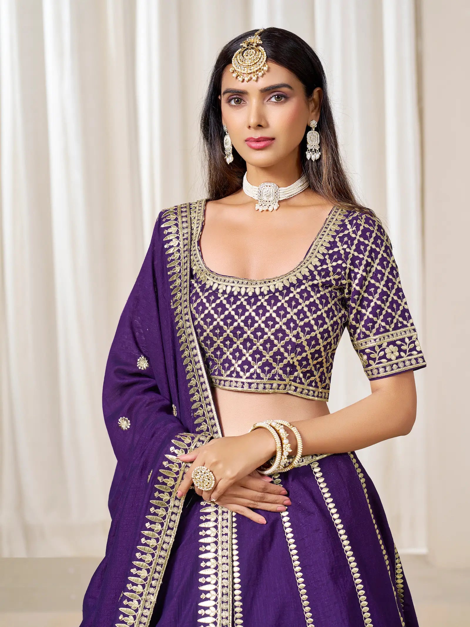 Purple Art Silk Embroidery Work Lehenga Choli - qivii