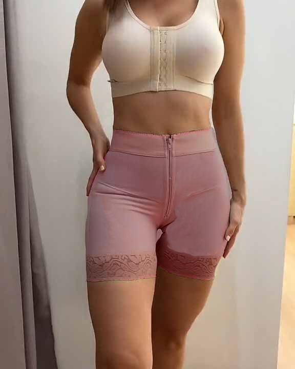 Shapshe® Internal Hooks Firm Compression Zipper Butt Lift Peachy Shaper Shorts