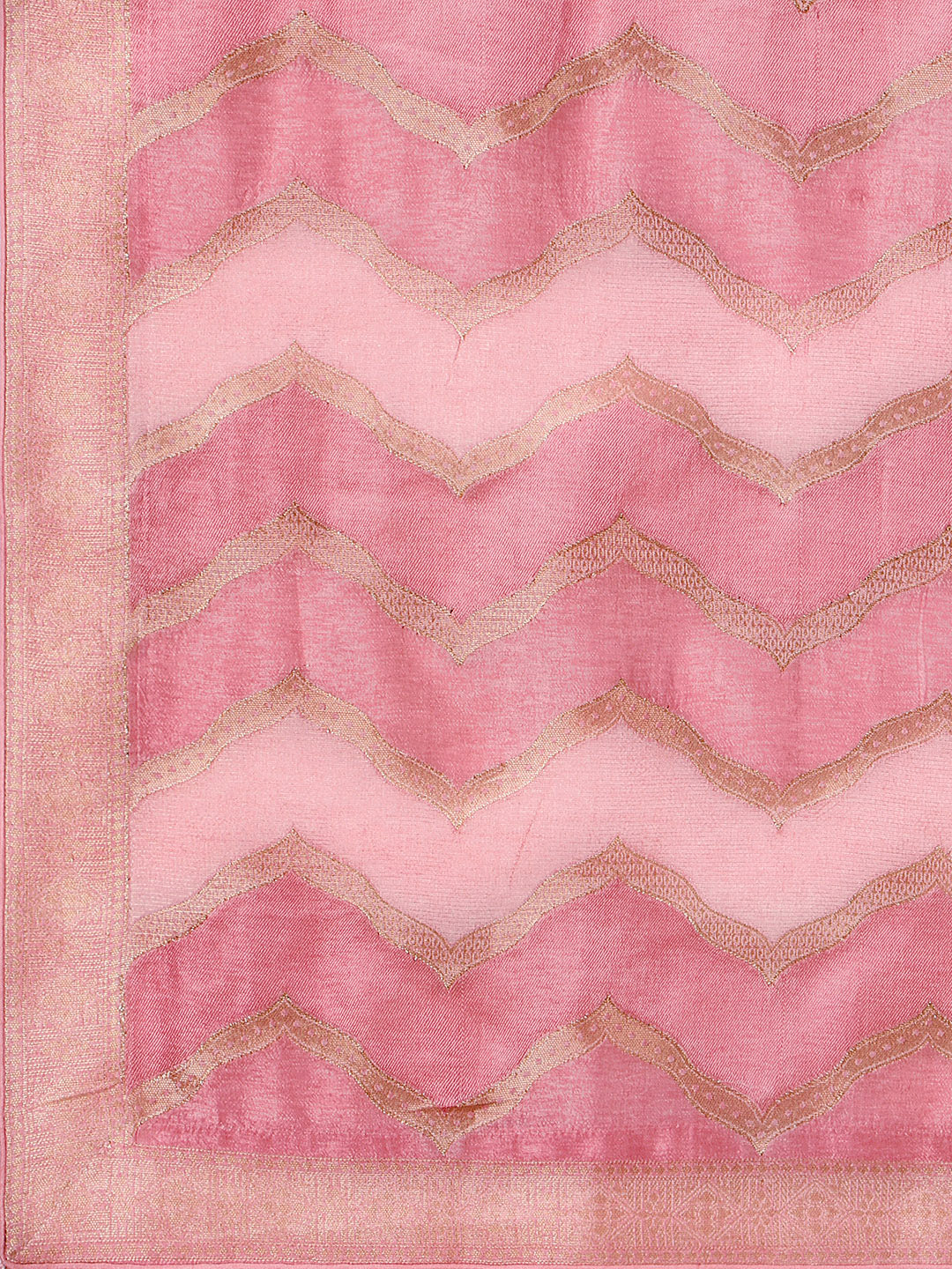 Pink Jacquard Kurta Suit Set with Rangkat Dupatta