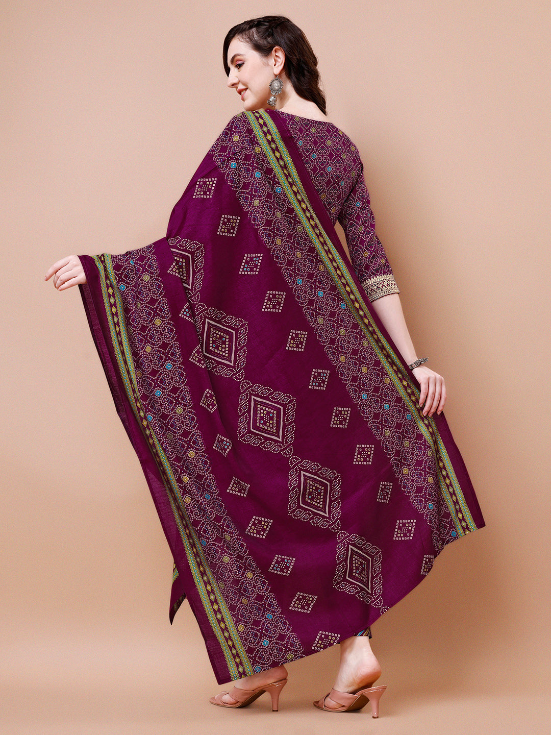 Purple Printed Kurta Suit Set