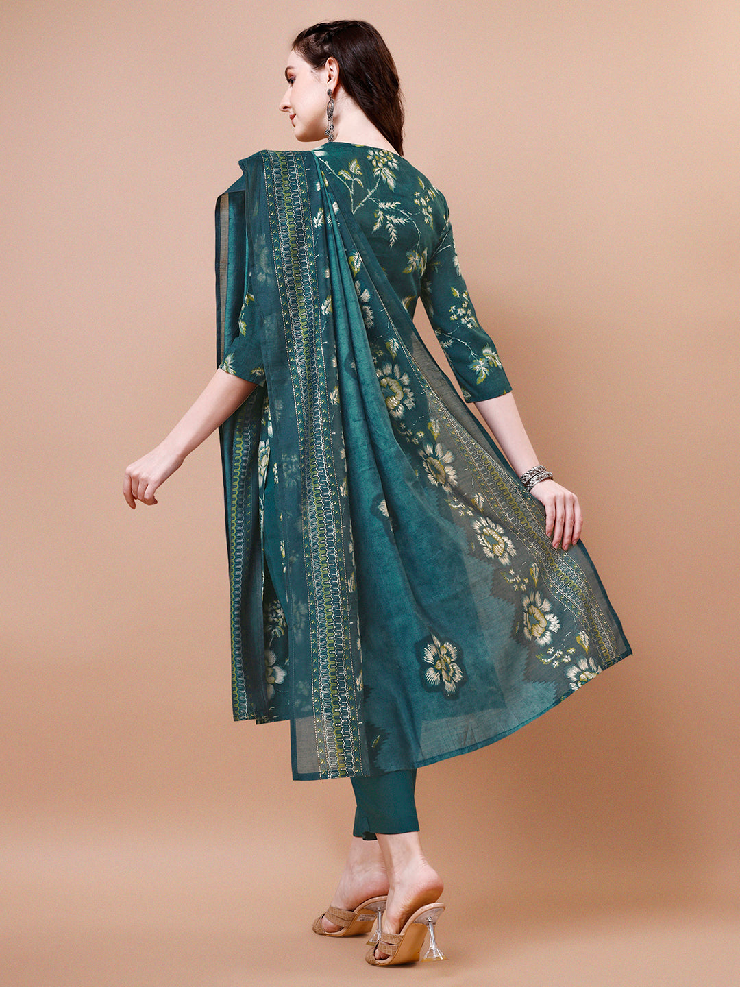 Green Printed Kurta Suit Set