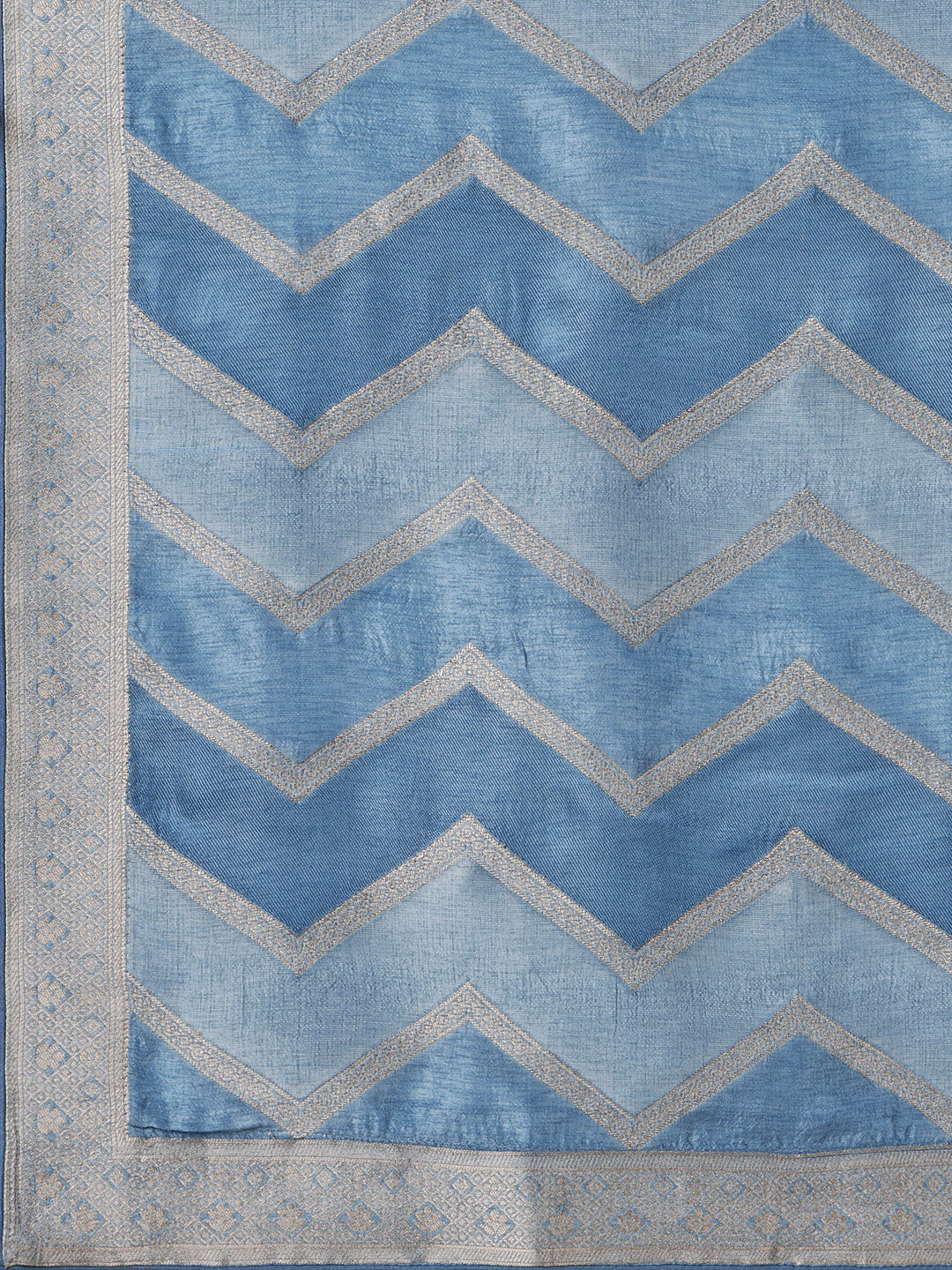 Blue Jacquard Kurta Suit Set with Rangkat Dupatta