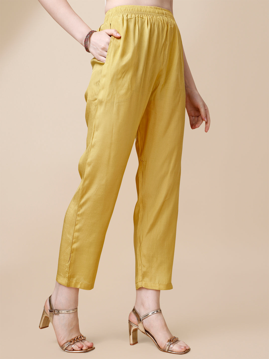 Yellow Jacquard Kurta Suit Set with Rangkat Dupatta