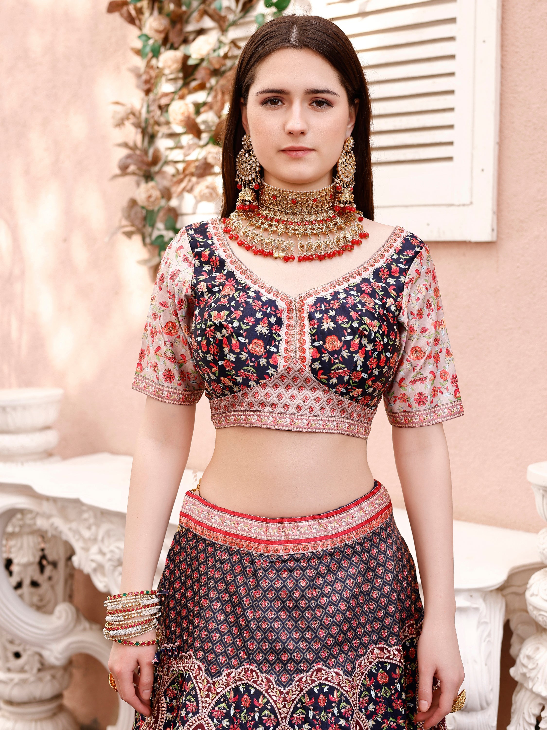 Dazzling Elegance: Swarovski Embellished Lehengas for Bridal Bliss and Semi-Bridal Splendor - qivii