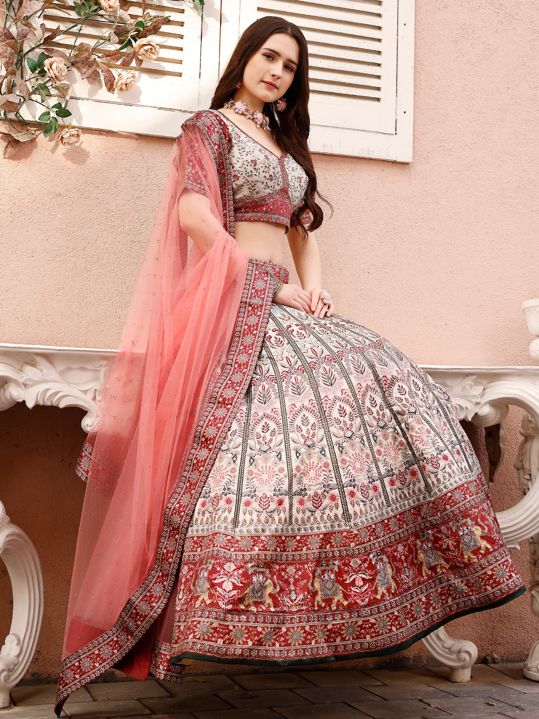Sparkling Splendor: Swarovski Designer Lehengas for Bridal Elegance - qivii