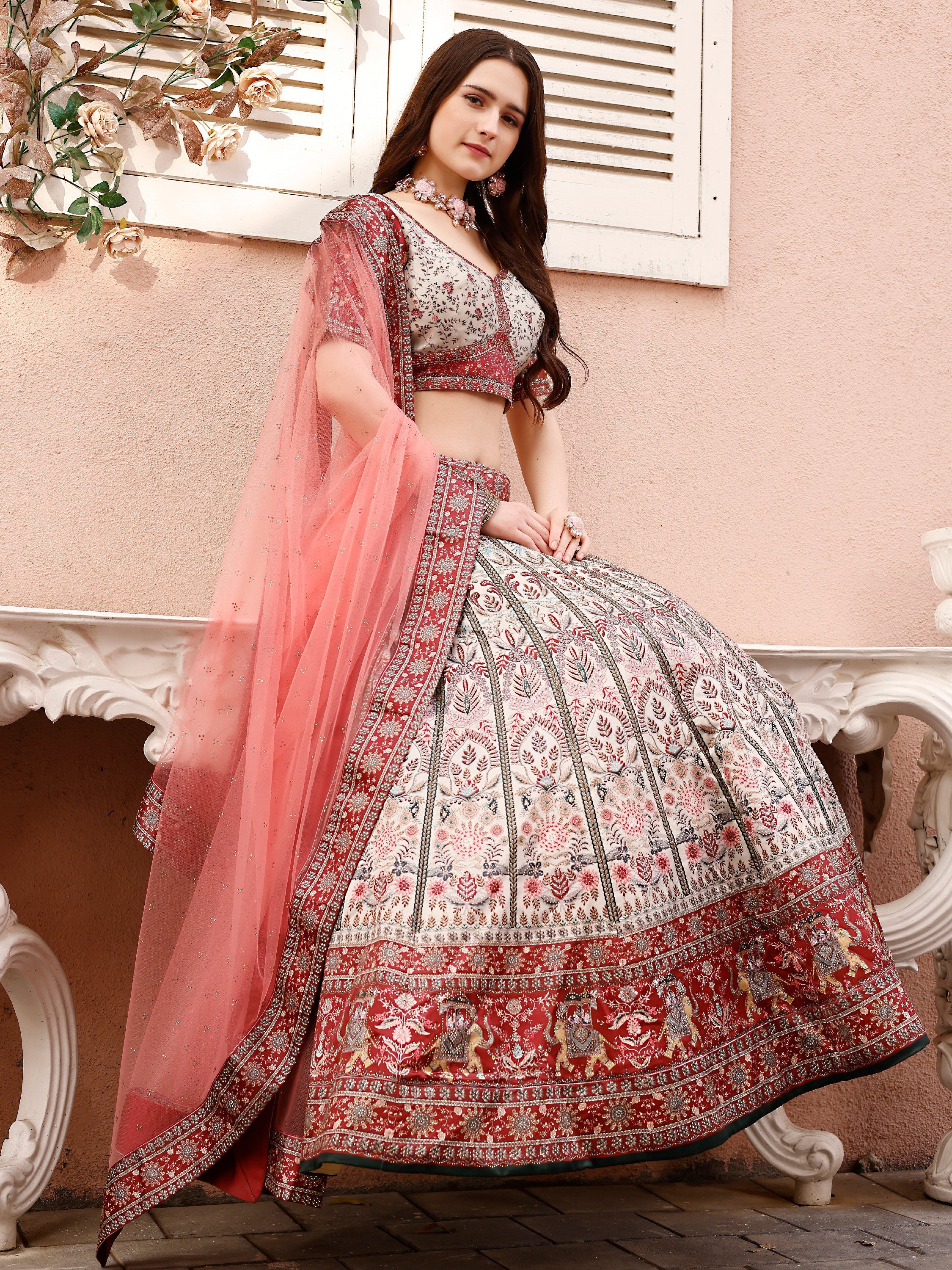 Sparkling Splendor: Swarovski Designer Lehengas for Bridal Elegance - qivii