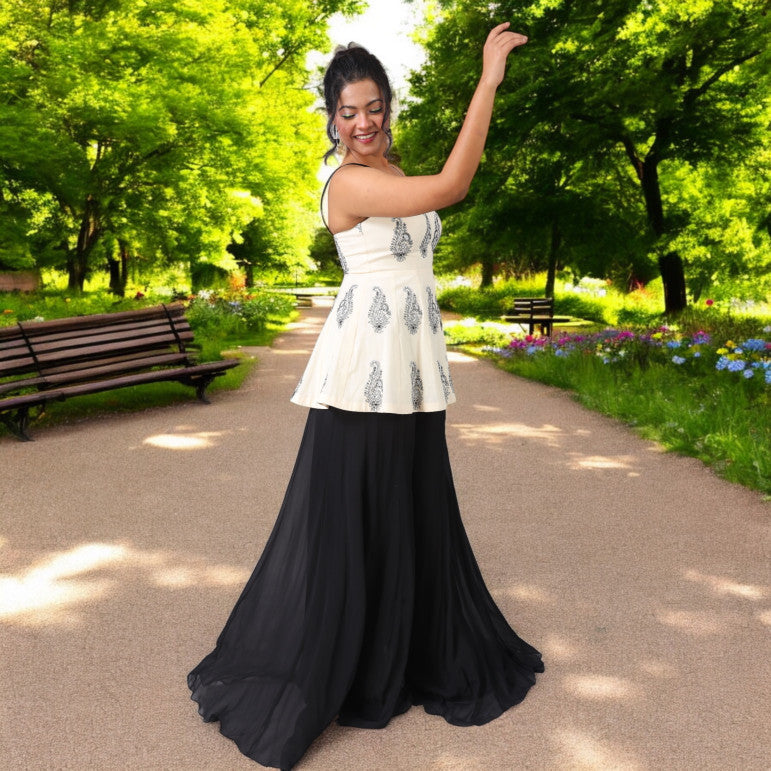 Ivory Peplum Sharara Set - qivii