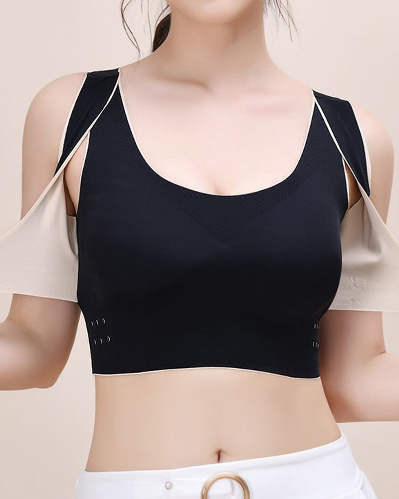 Wireless Front Cross Side Buckles Bra Hunchback Correction Shockproof Yoga Underwear - By Qivii