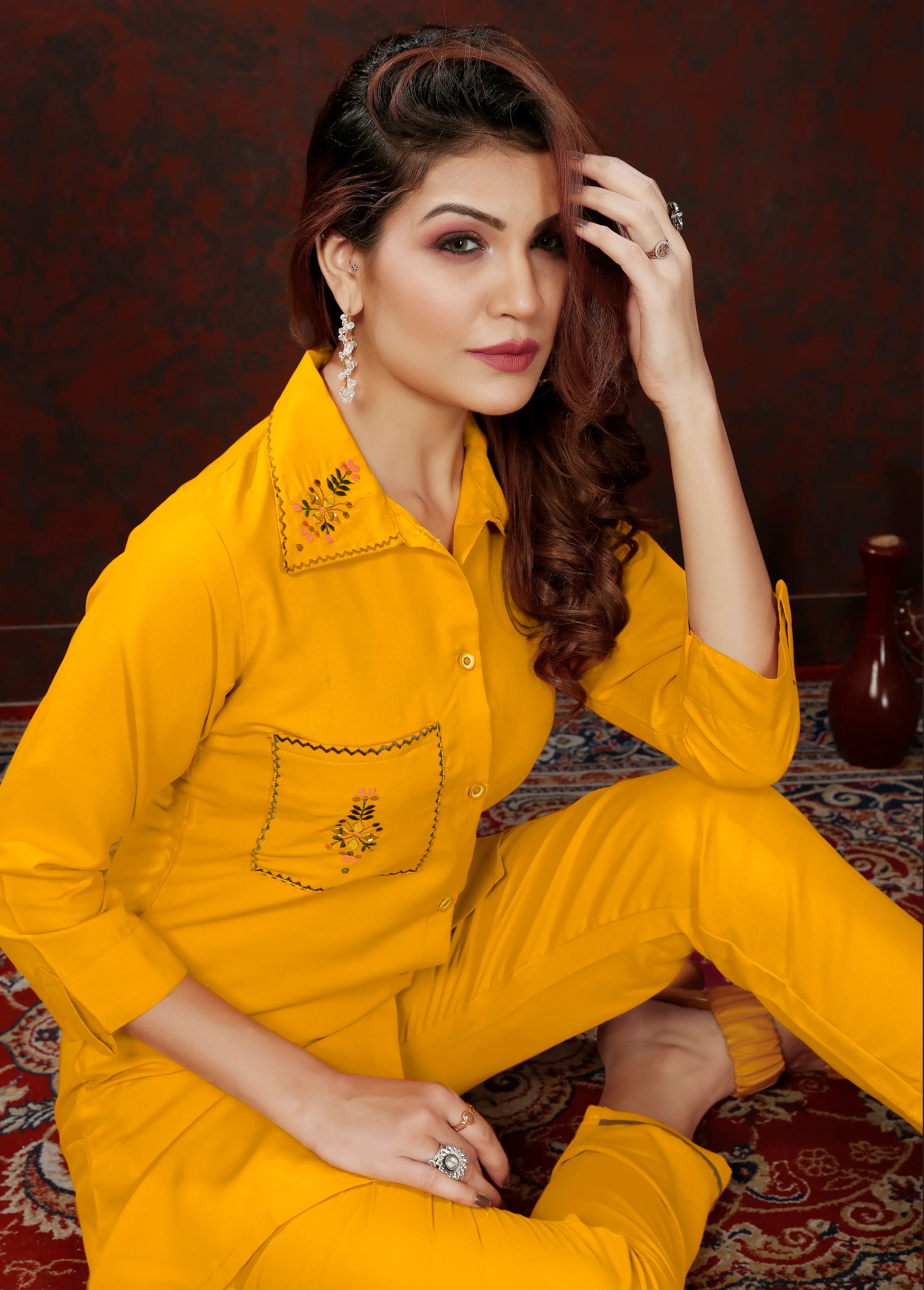 Yellow Cotton Co-ord Set - qivii