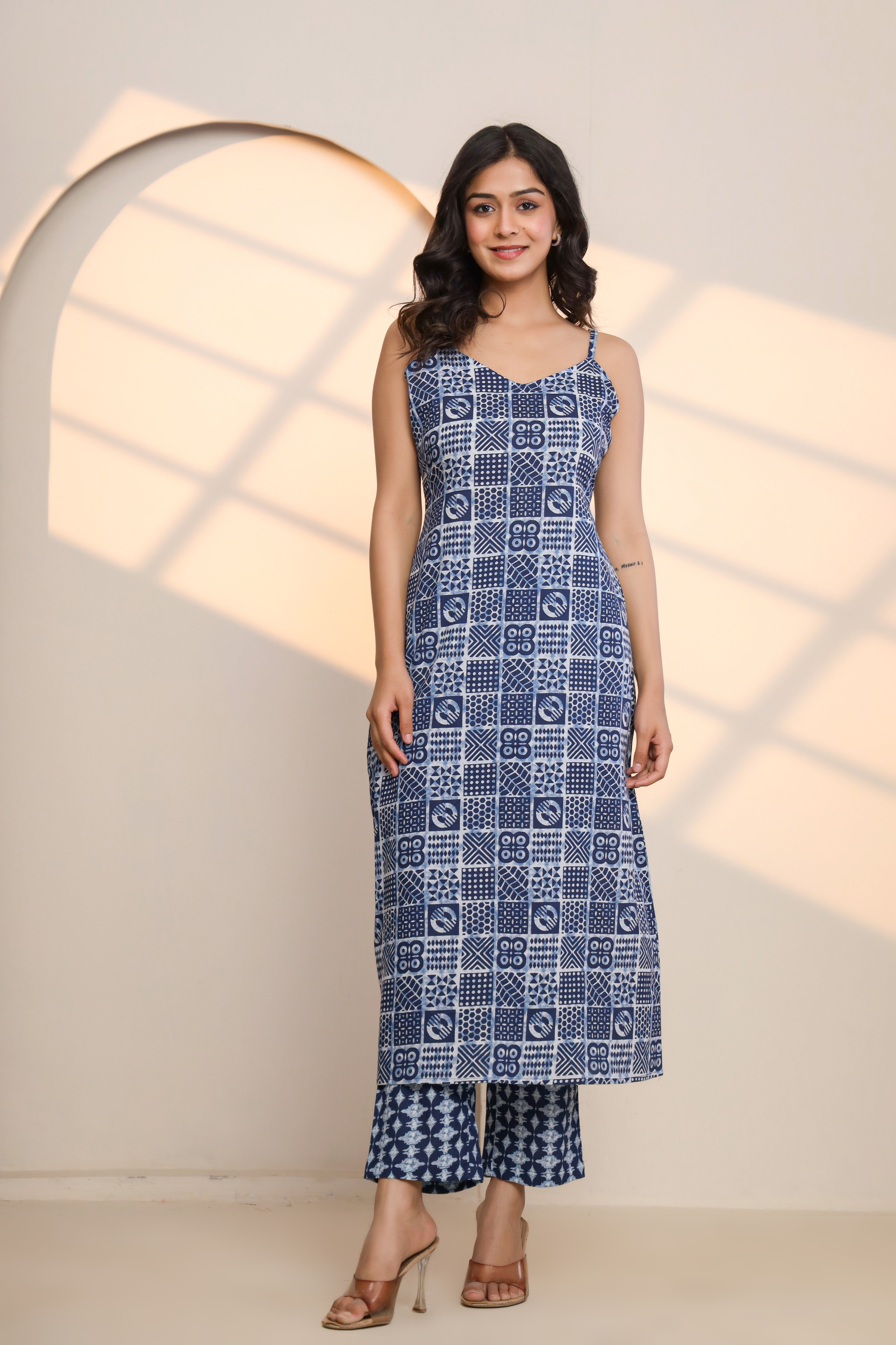 Lapis Blue Cotton Hand Block Printed Co- Ord Set - By Ragavi - qivii