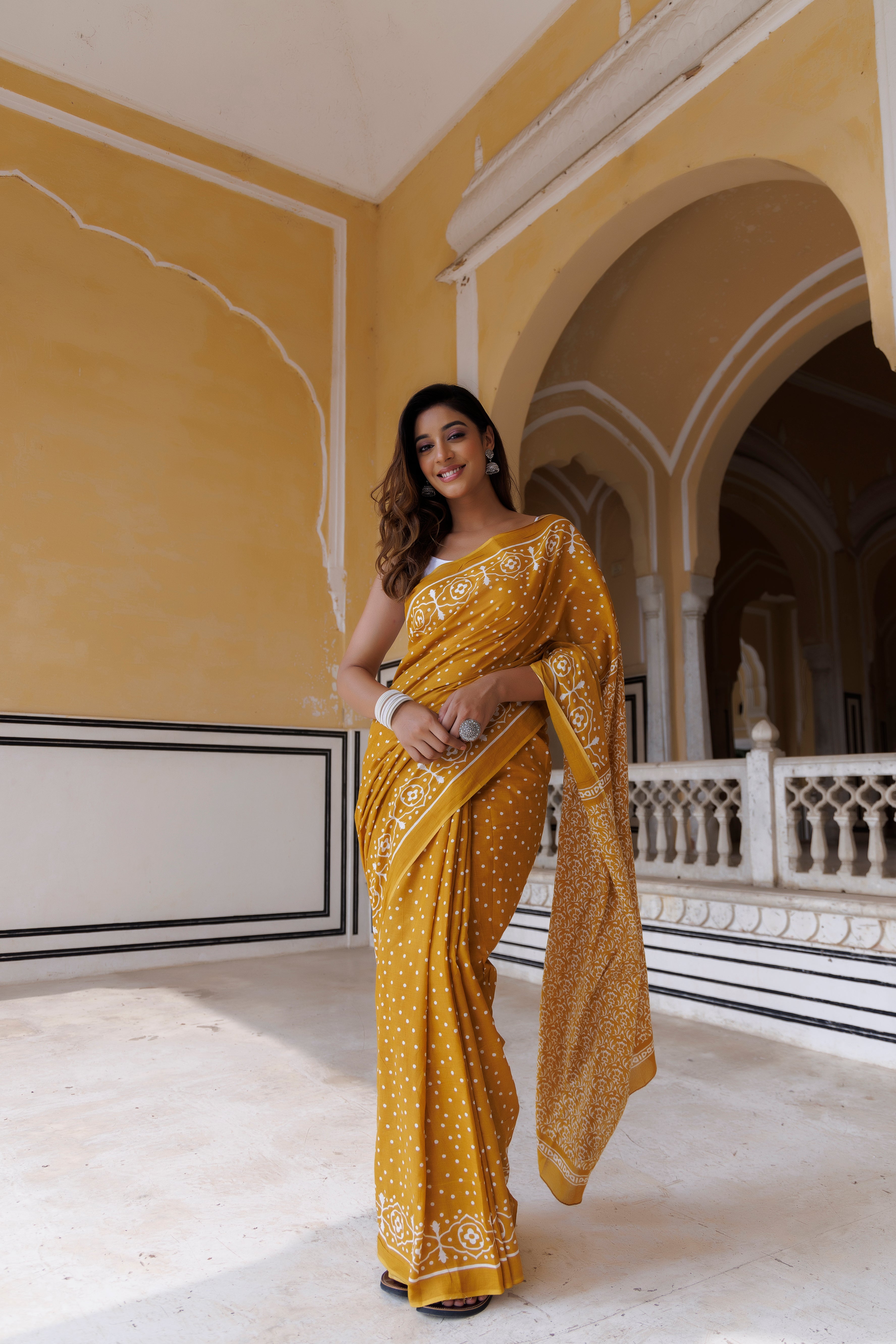 Spicy Traditional Jaipuri Printed Cotton Saree - By Ragavi - qivii