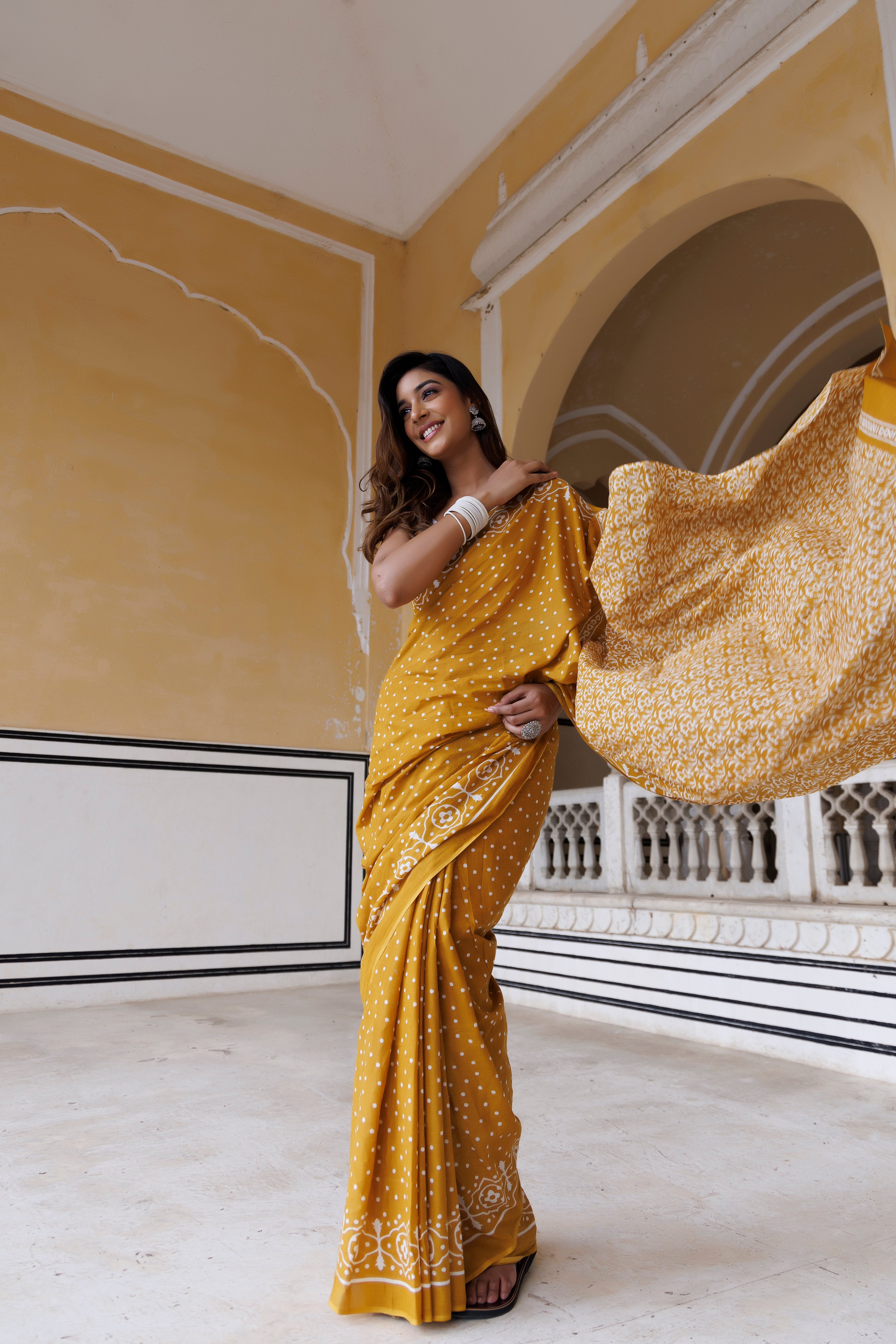 Spicy Traditional Jaipuri Printed Cotton Saree - By Ragavi - qivii