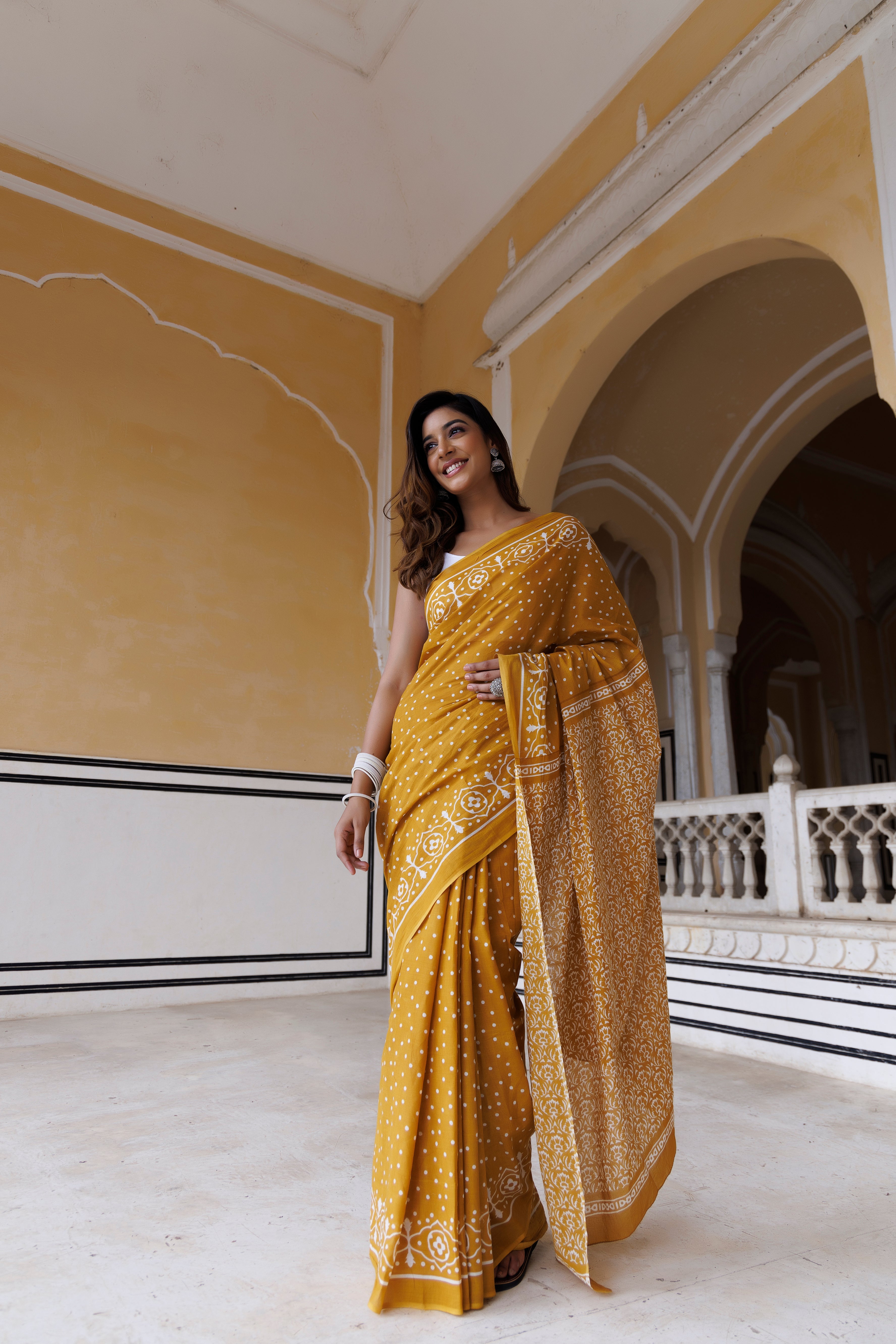 Spicy Traditional Jaipuri Printed Cotton Saree - By Ragavi - qivii