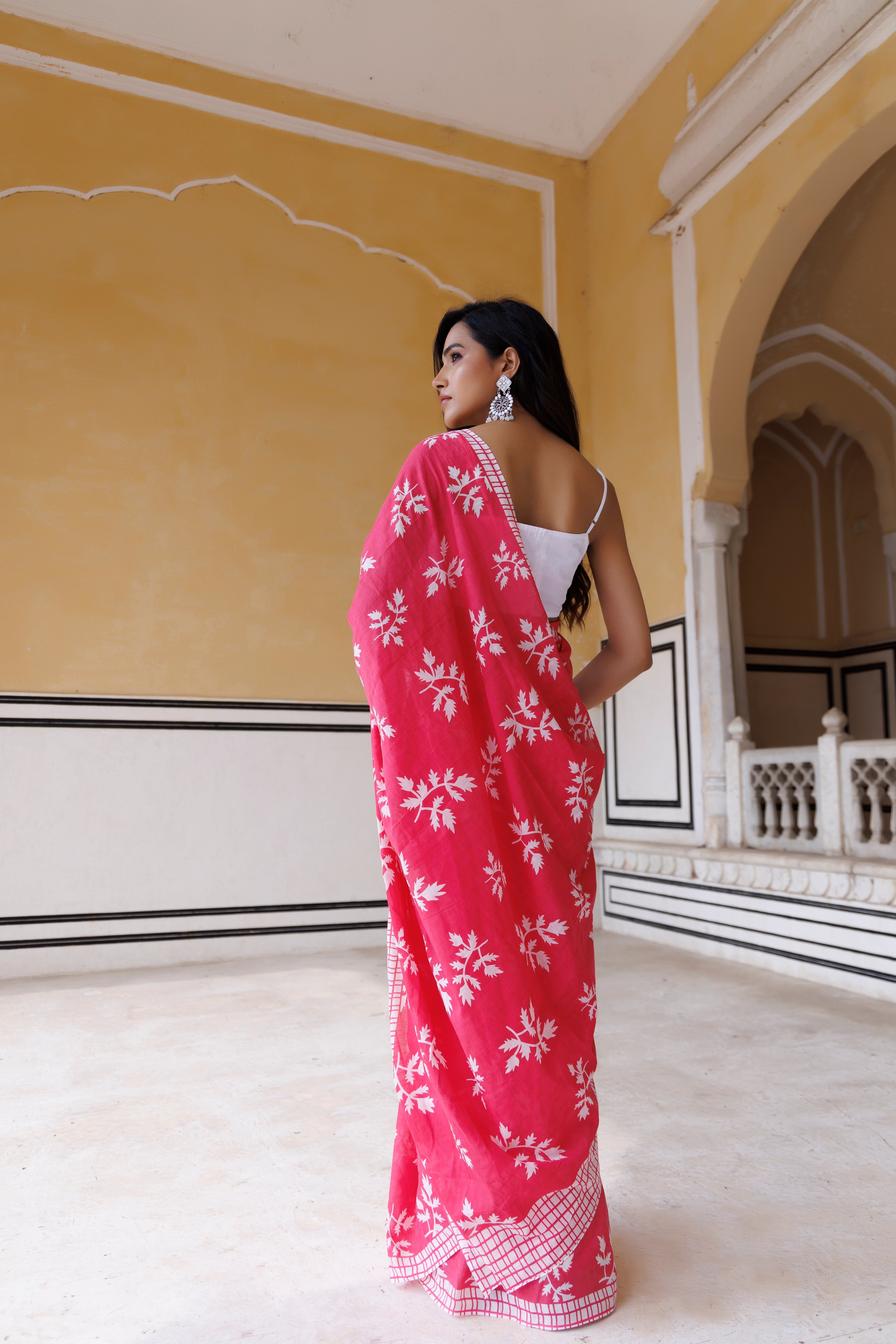Pink Lemonade Traditional Jaipuri Printed Saree - By Ragavi - qivii