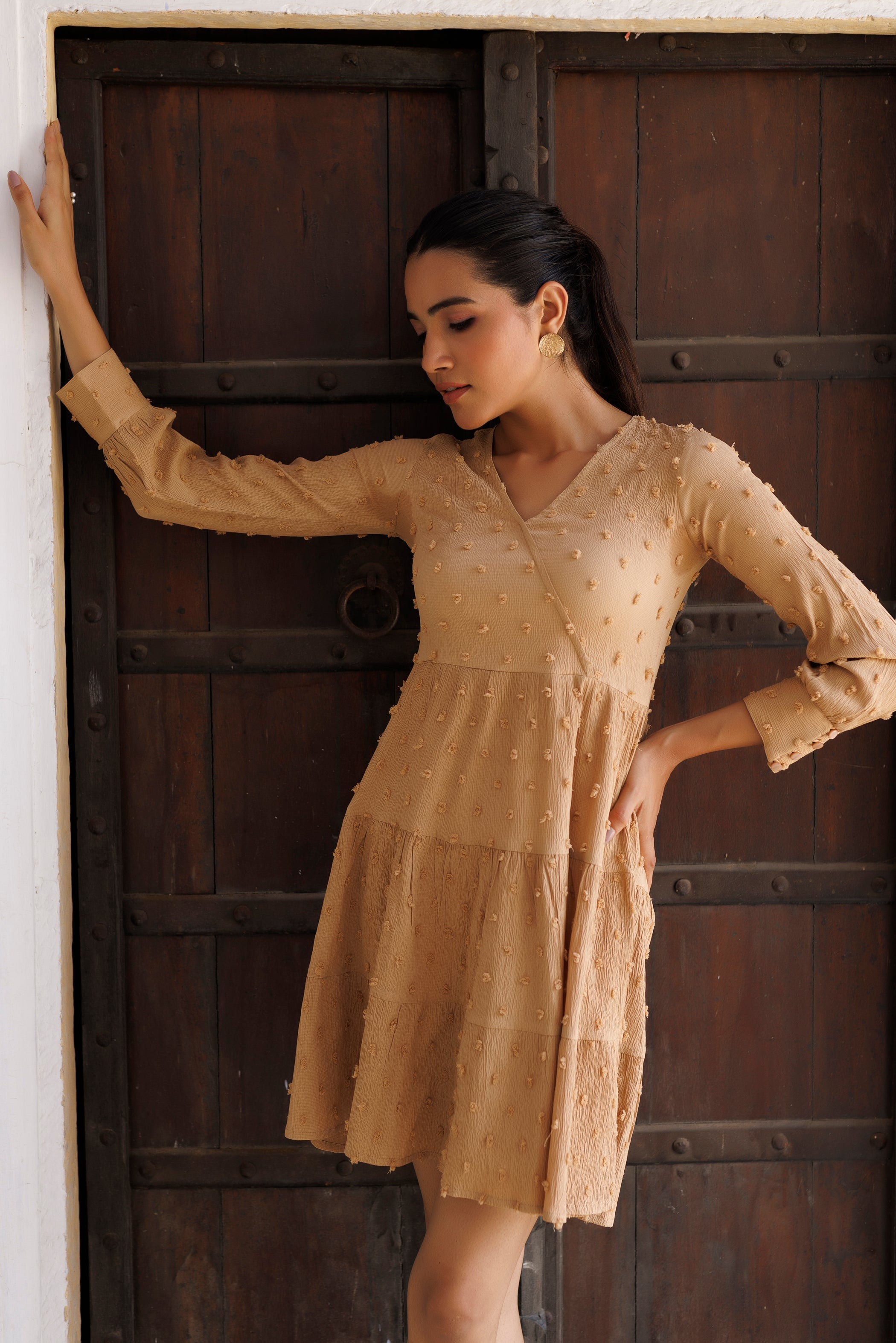 Biscuit Beige Dress - By Ragavi - qivii