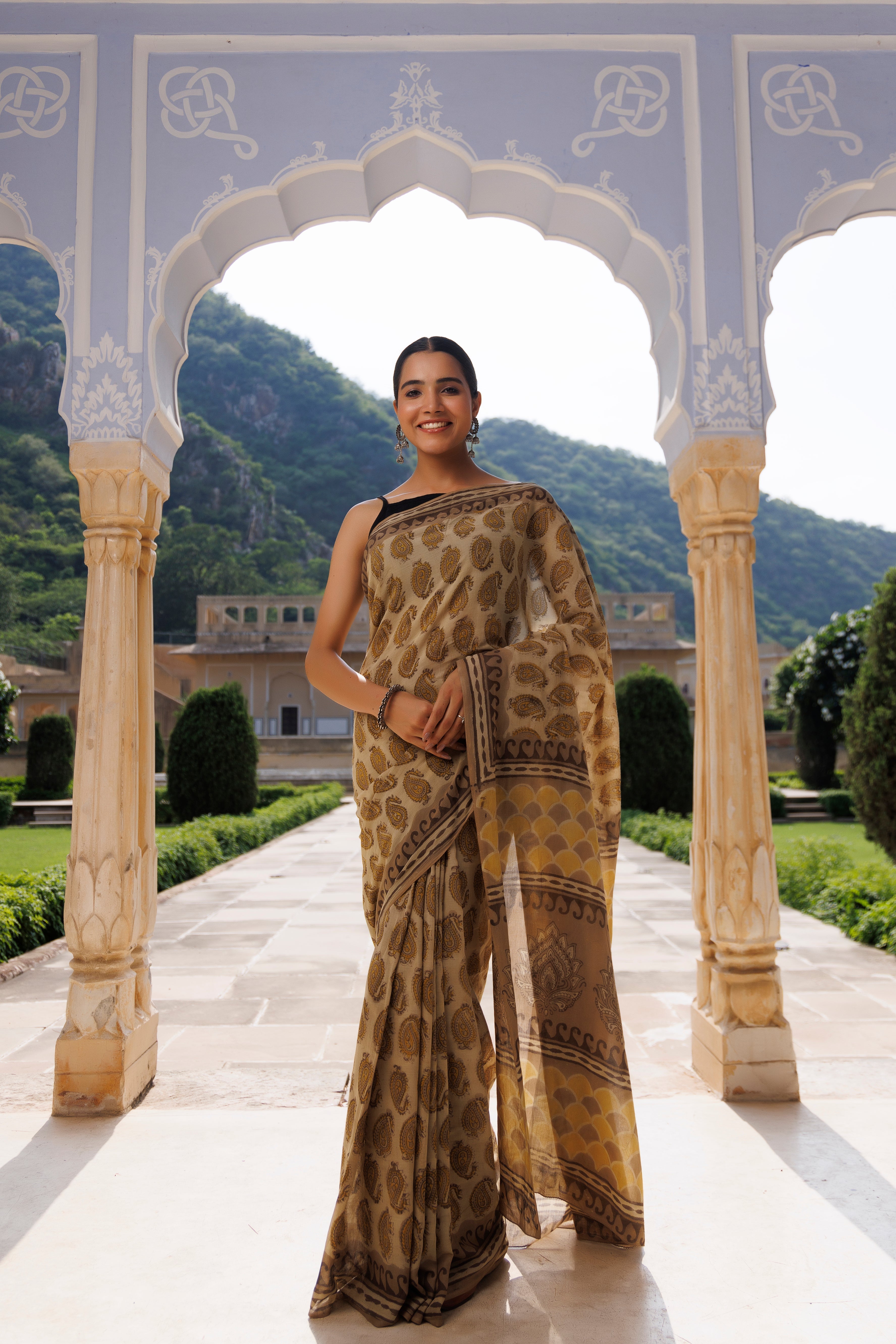 Paisley Kashish Traditional Jaipuri Printed Chanderi Saree - By Ragavi - qivii