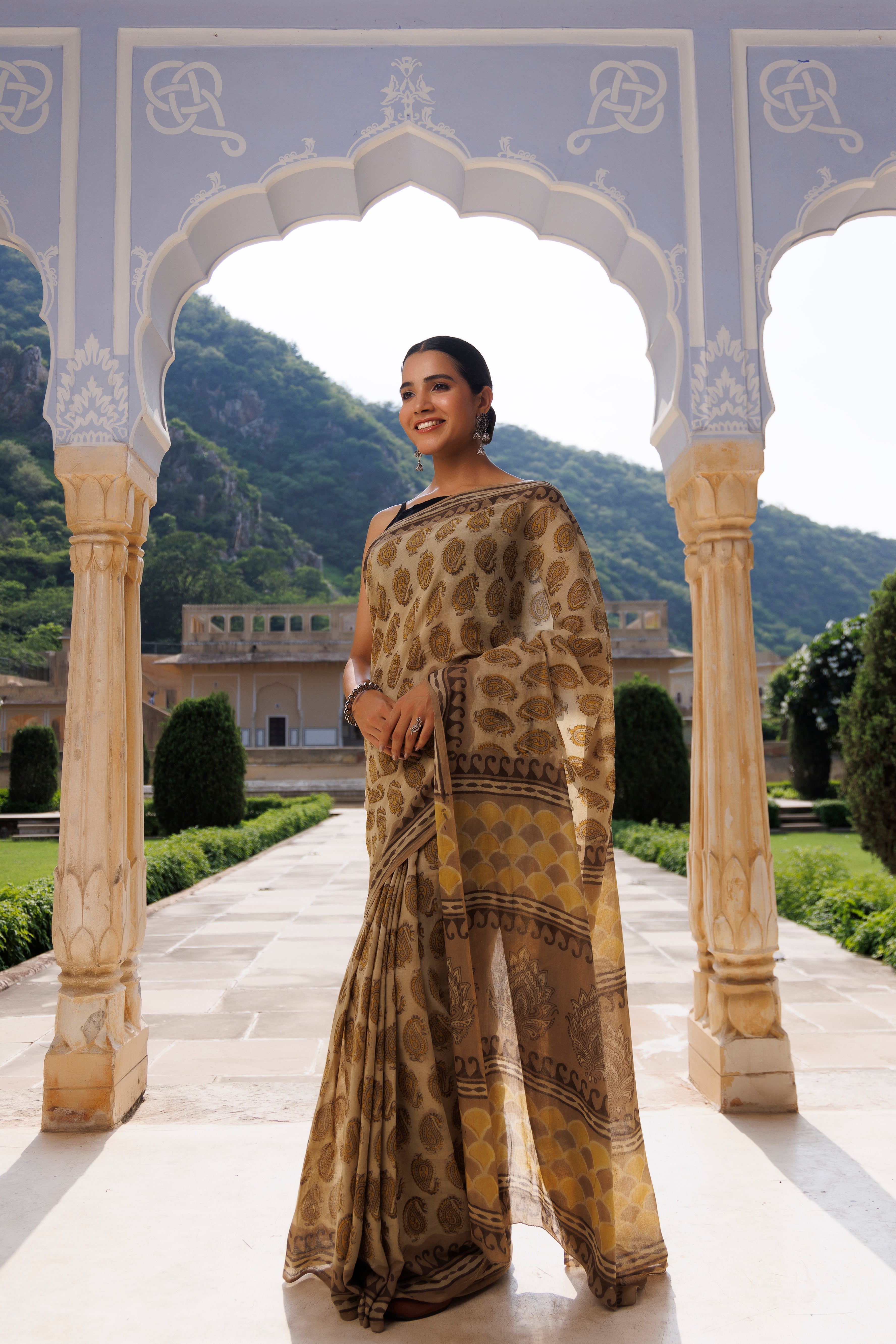 Paisley Kashish Traditional Jaipuri Printed Chanderi Saree - By Ragavi - qivii