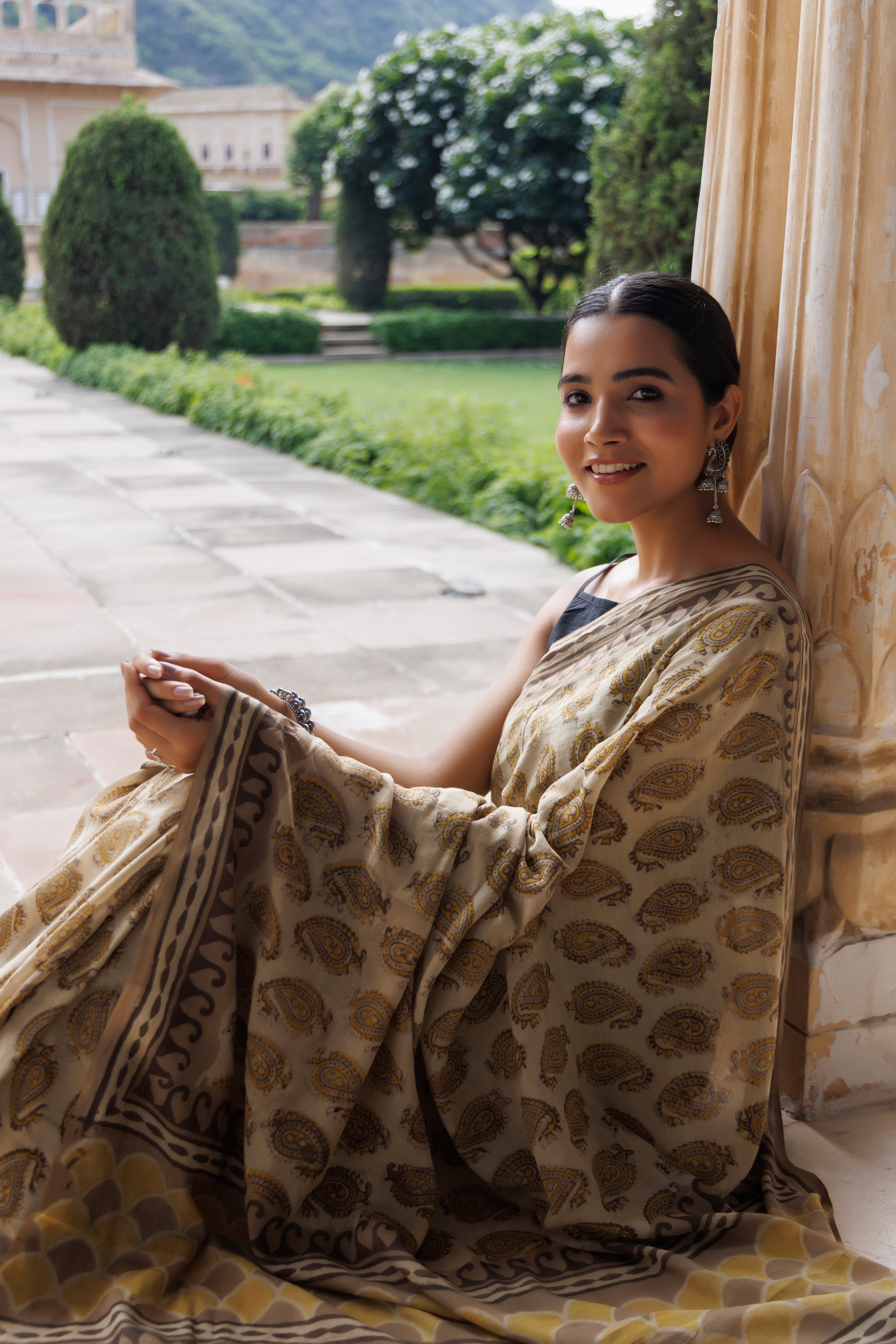 Paisley Kashish Traditional Jaipuri Printed Chanderi Saree - By Ragavi - qivii