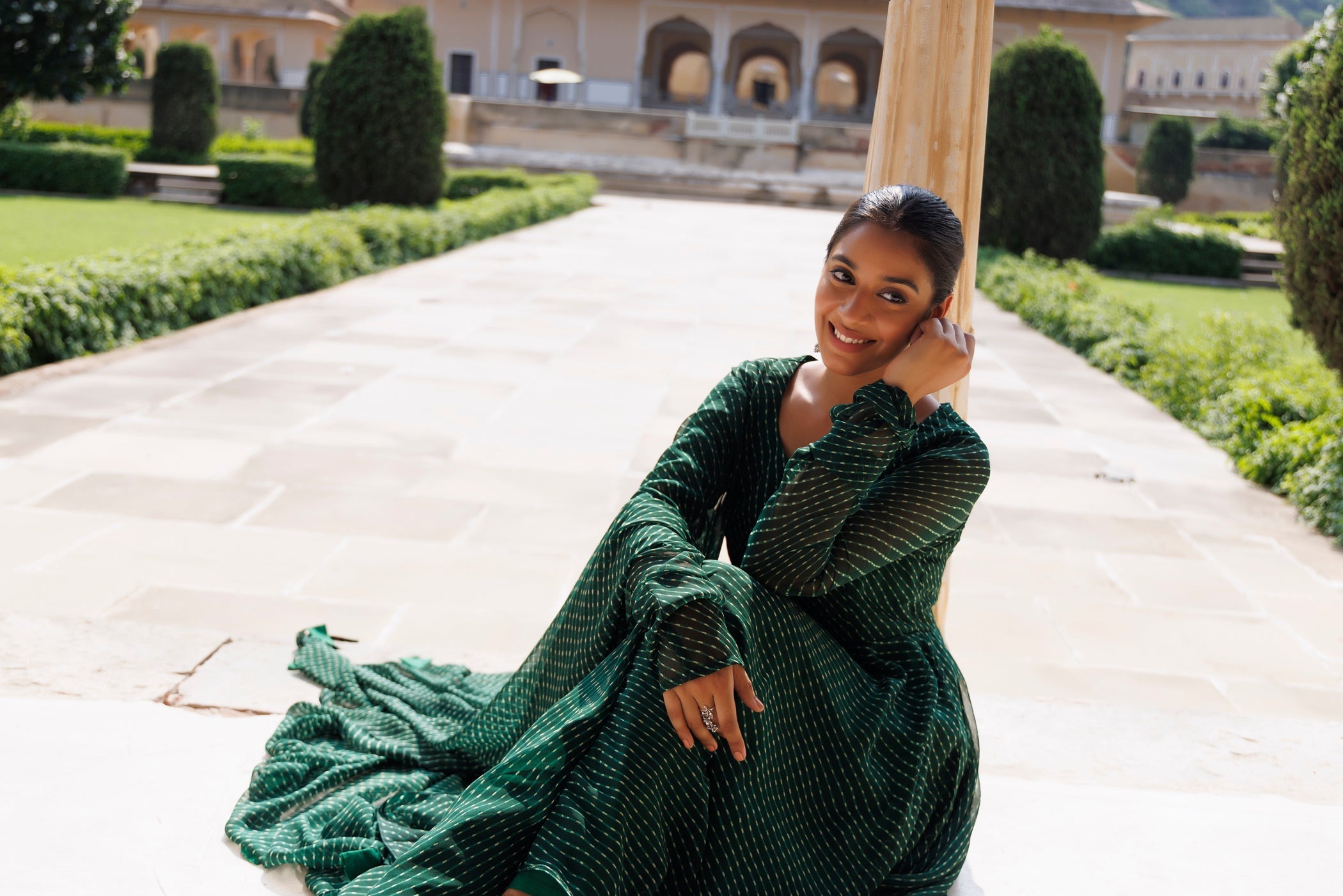 Treetop Green Leheriya Kurta Set - By Ragavi - qivii