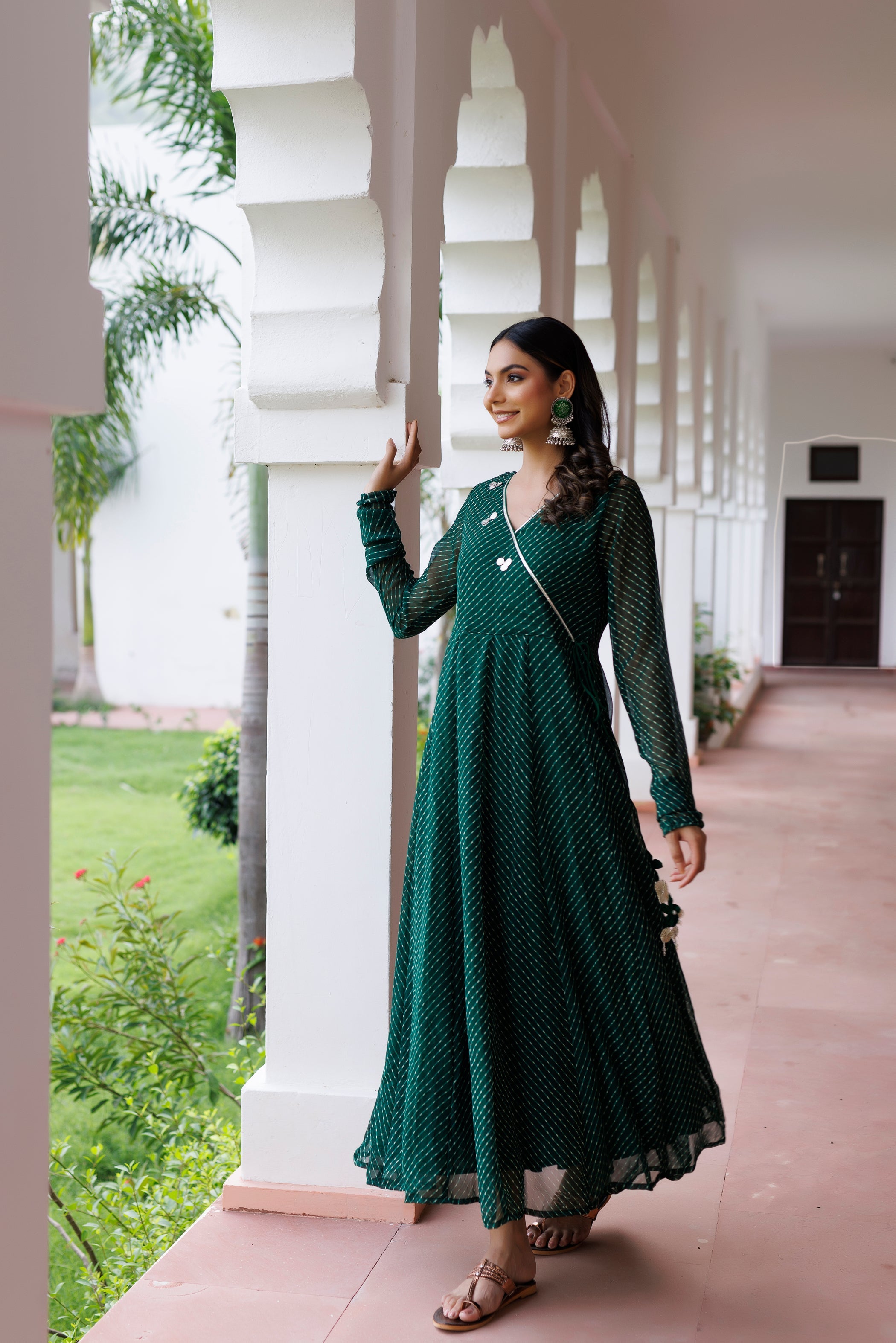 Green Leheriya Kurta - By Ragavi - qivii
