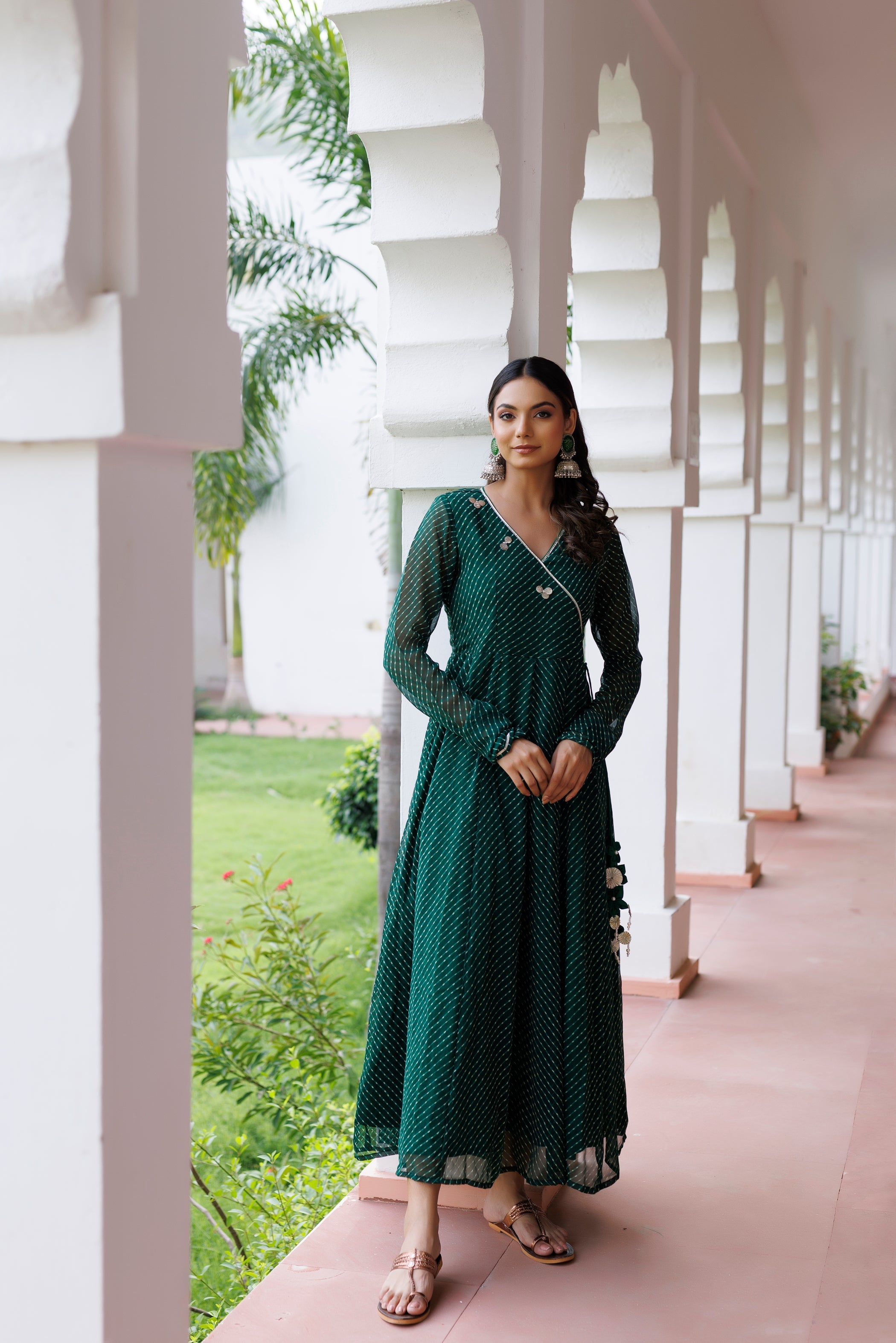 Green Leheriya Kurta - By Ragavi - qivii