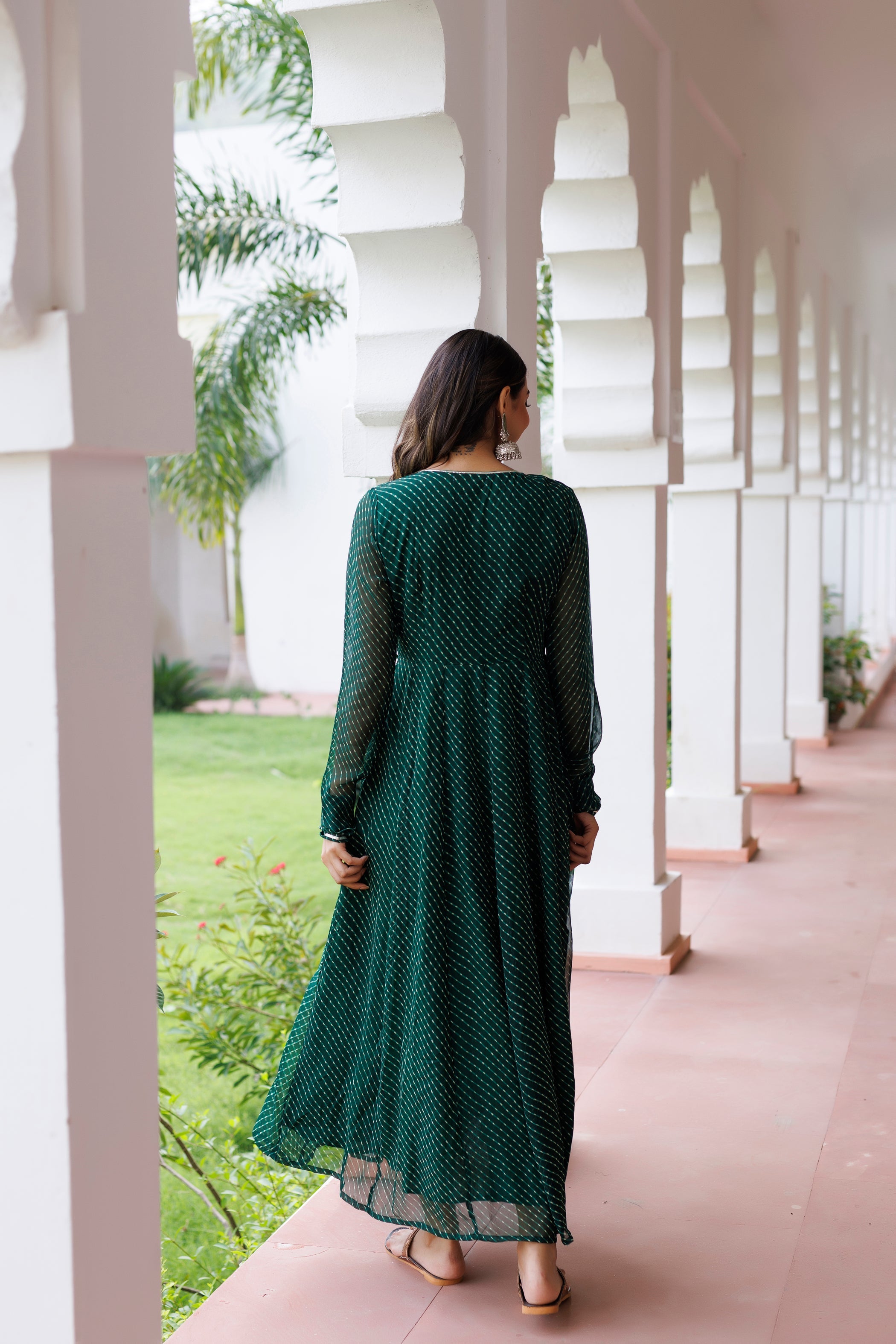 Green Leheriya Kurta - By Ragavi - qivii