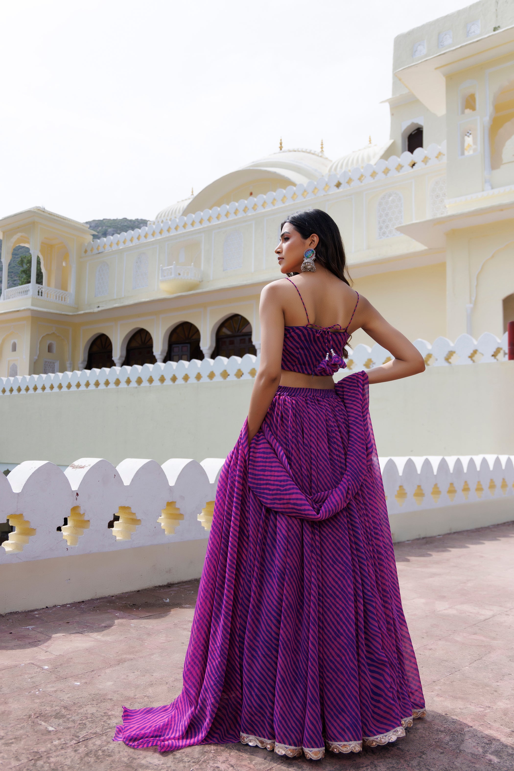 Pink Magenta Haze Leheriya Lehenga Set - By Ragavi - qivii