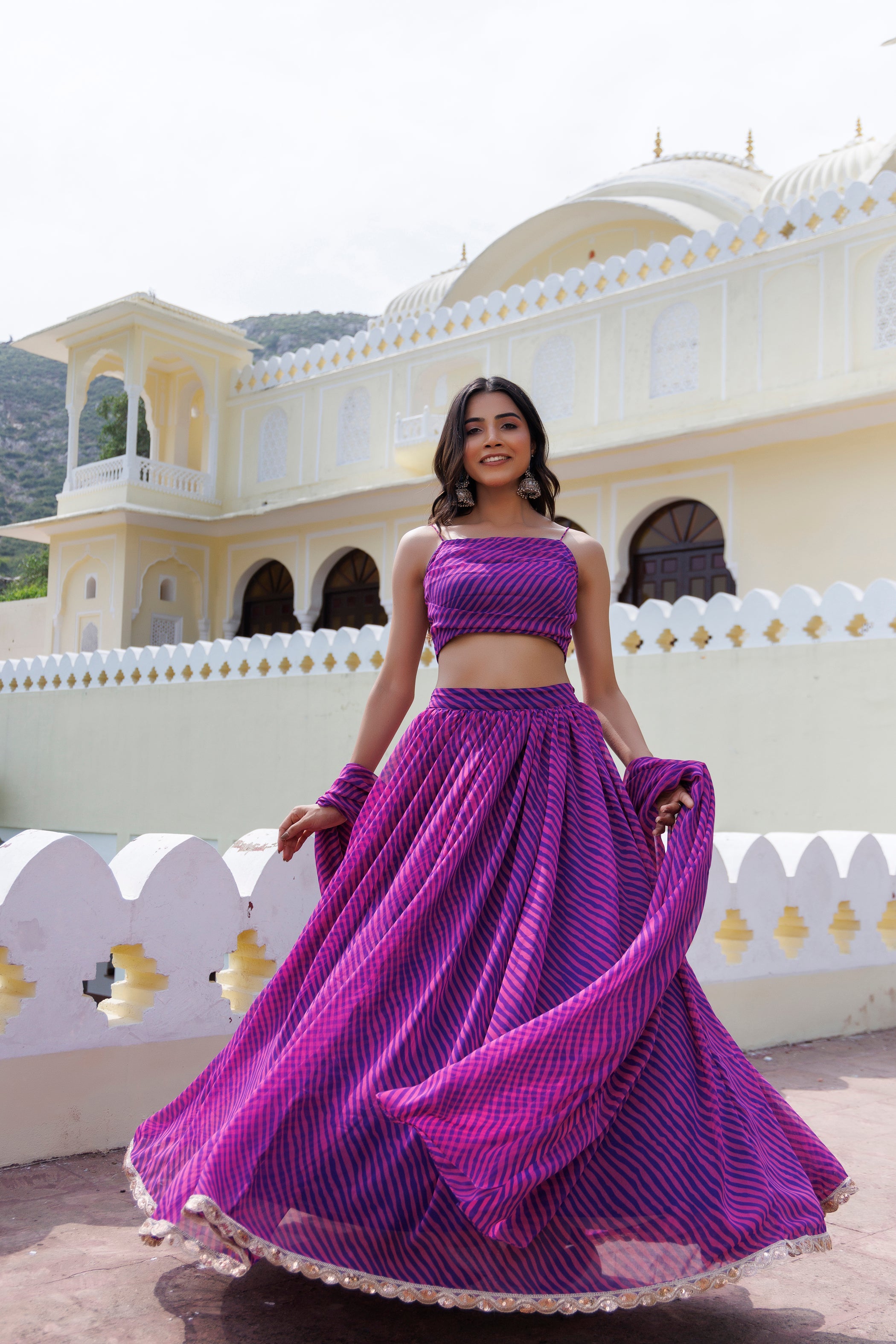 Pink Magenta Haze Leheriya Lehenga Set - By Ragavi - qivii