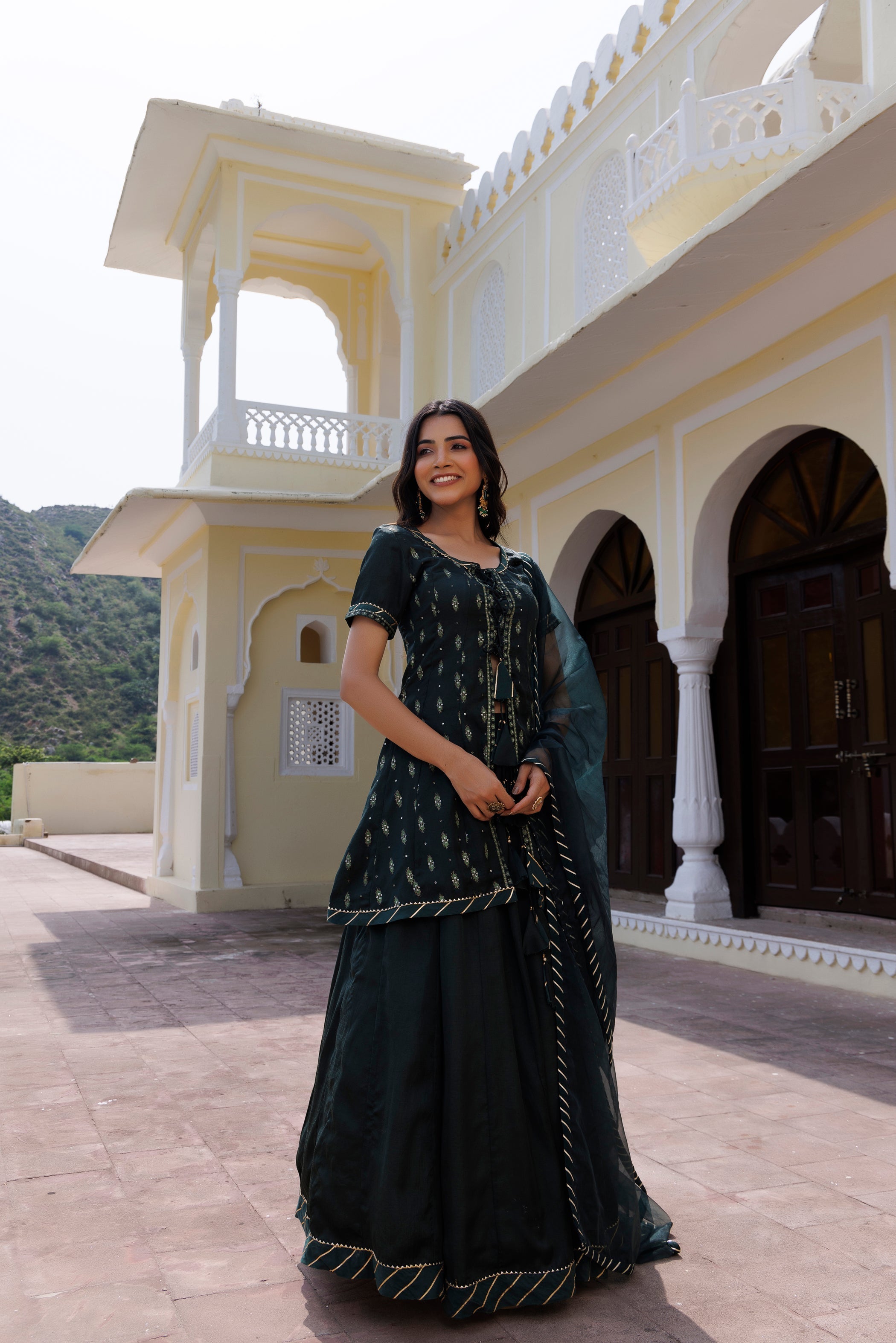 Mountain Green Lehenga Set - By Ragavi - qivii