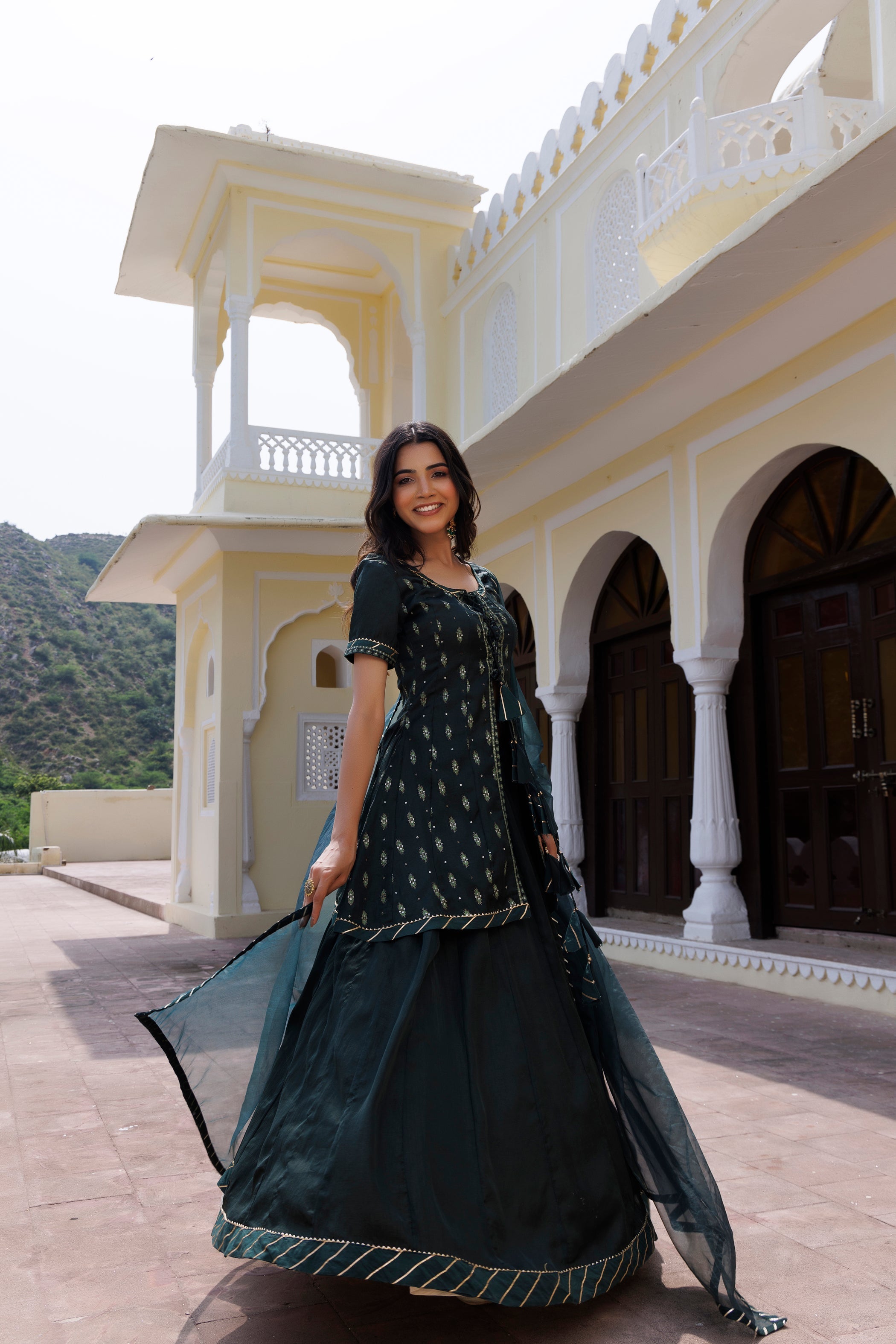 Mountain Green Lehenga Set - By Ragavi - qivii