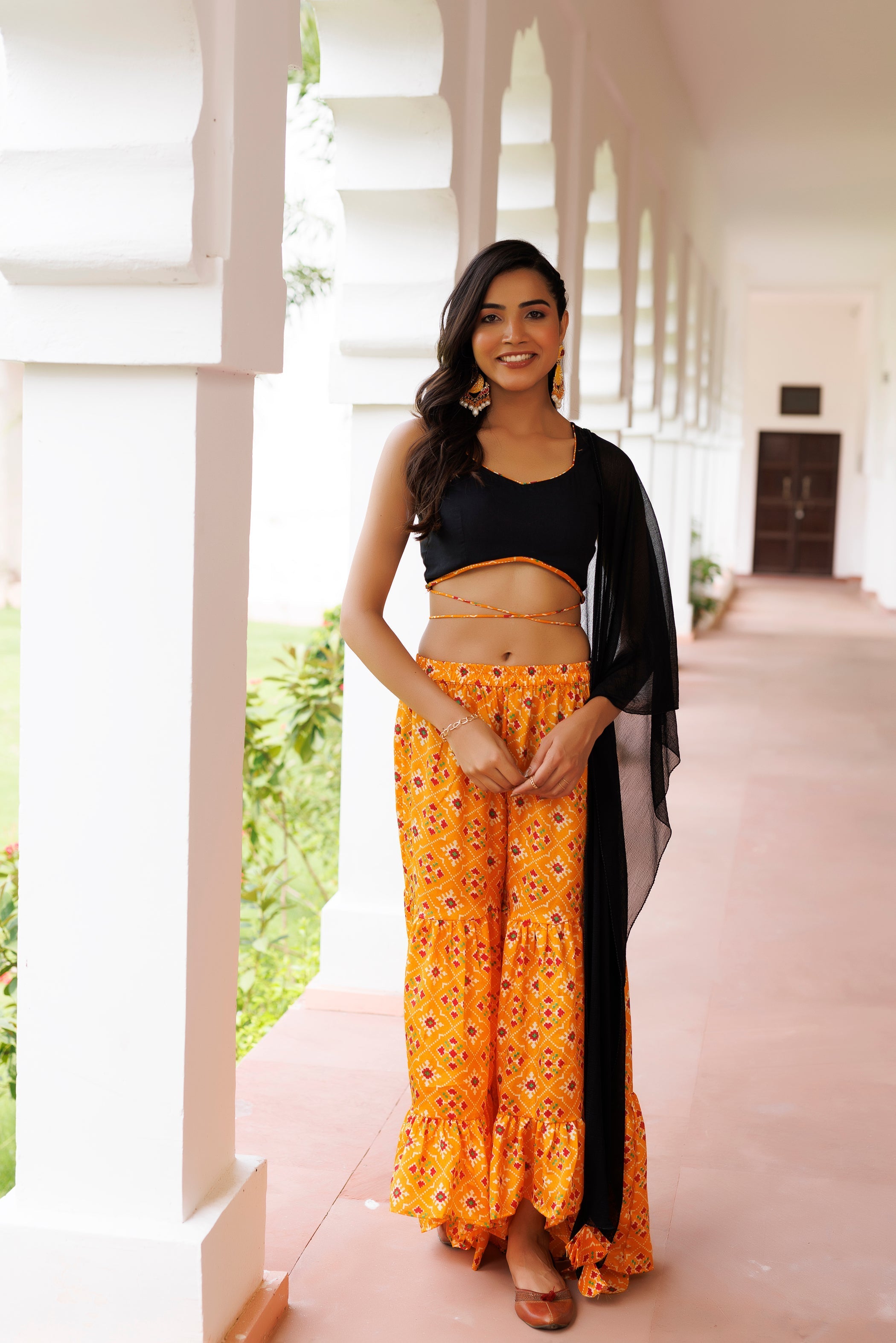 Amber Yellow Patola Co-ord Set