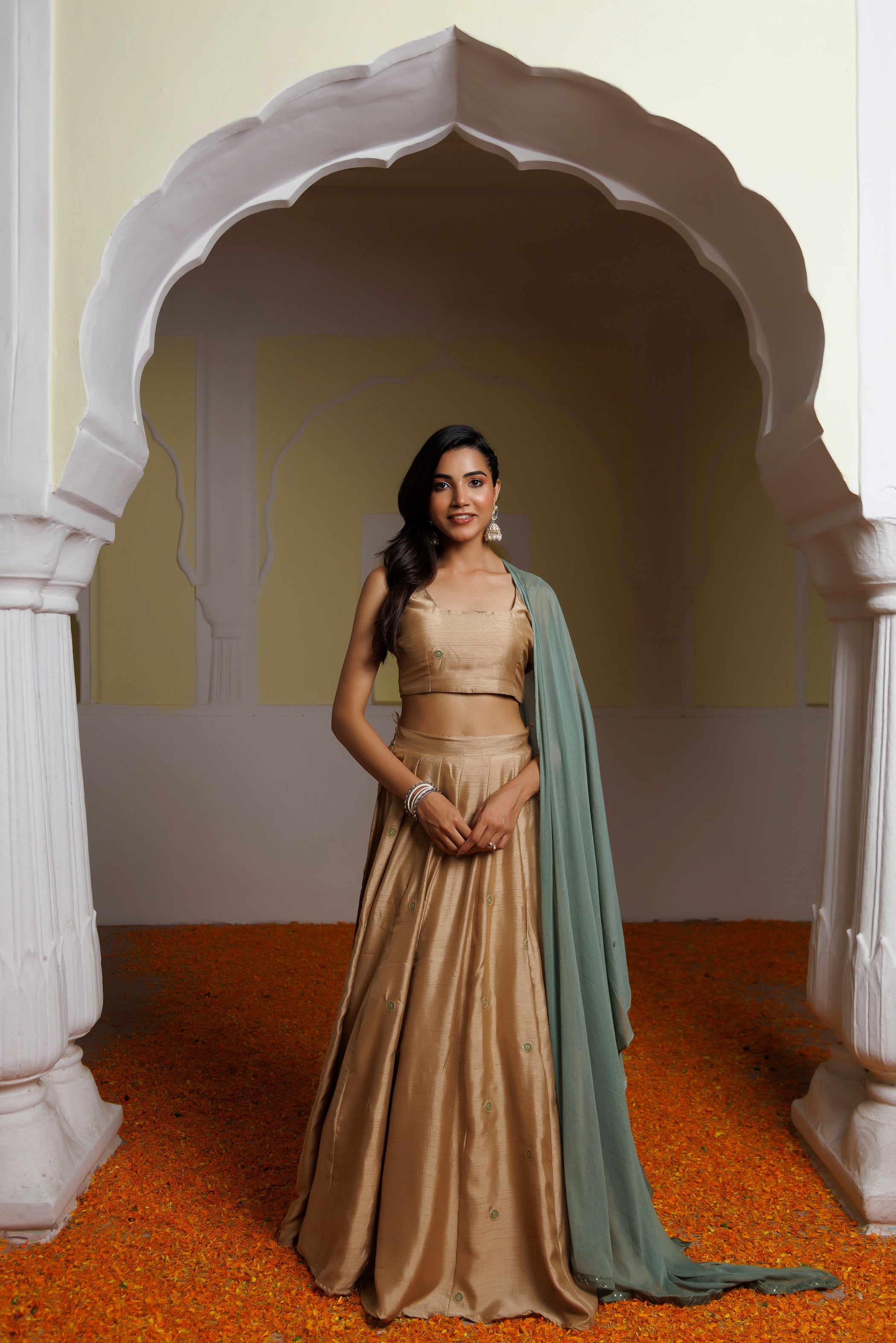 Taffy Golden Brown Lehenga Set - By Ragavi - qivii