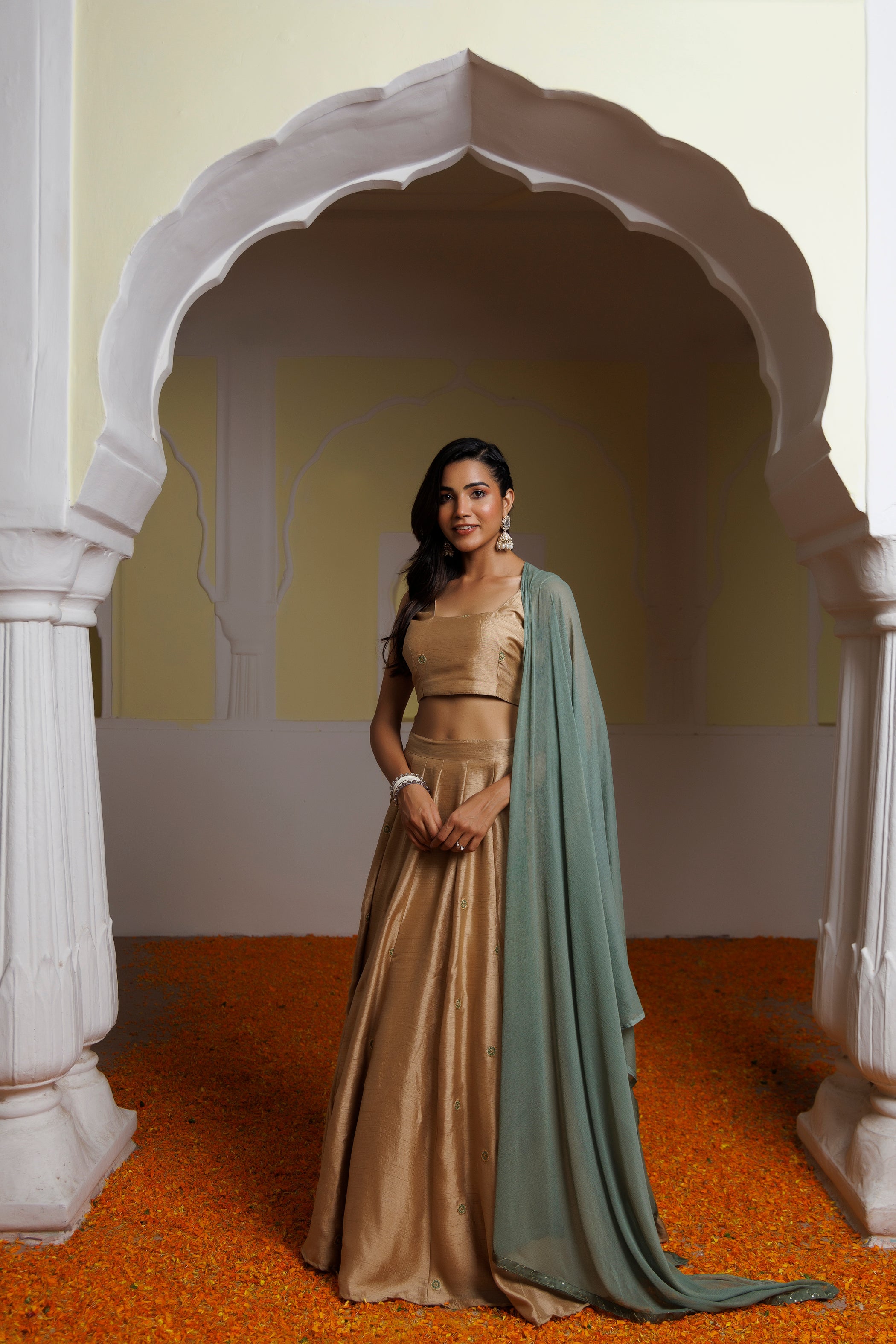 Taffy Golden Brown Lehenga Set - By Ragavi - qivii